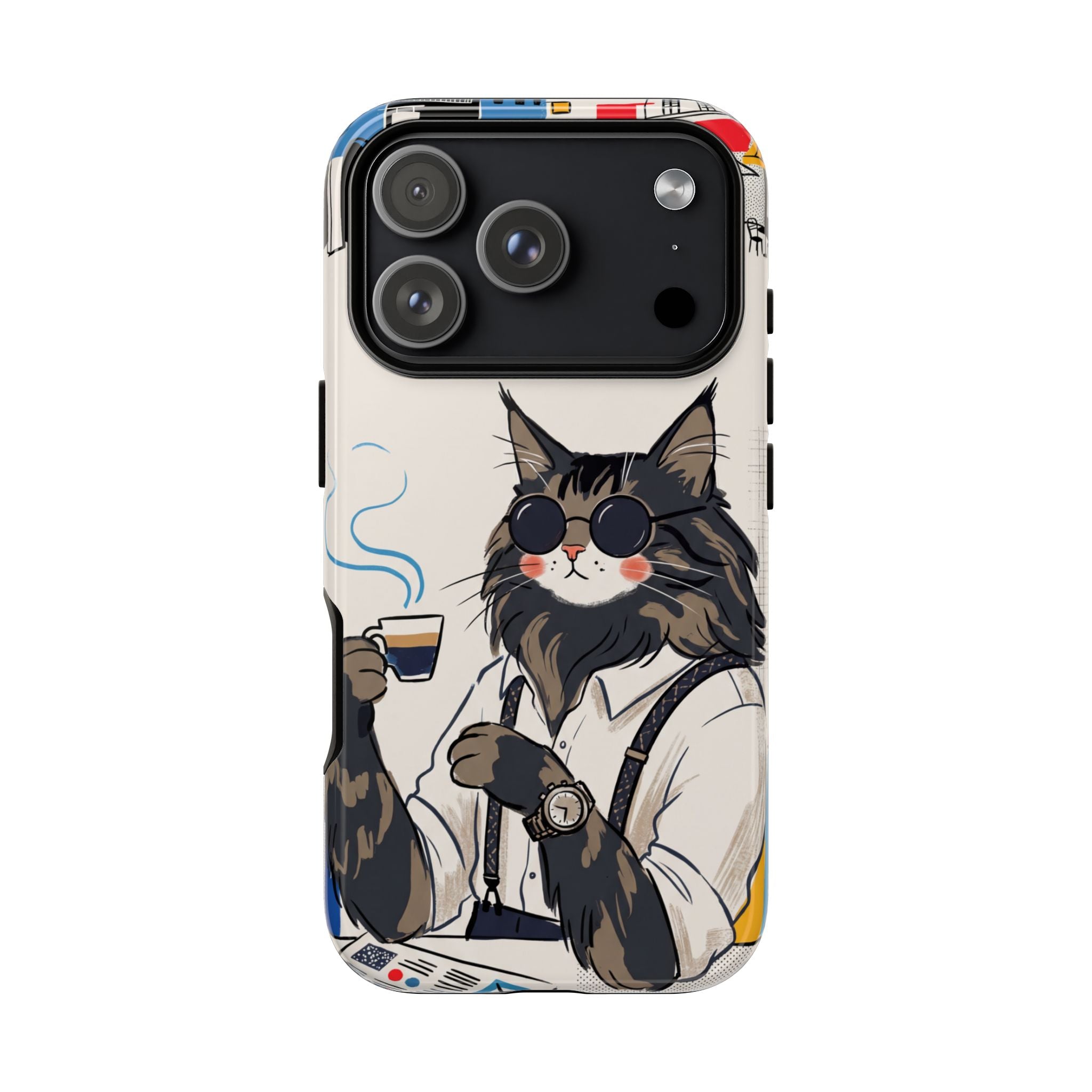Cat Barista iPhone Case | Cool Cat in Sunglasses Coffee Shop Design
