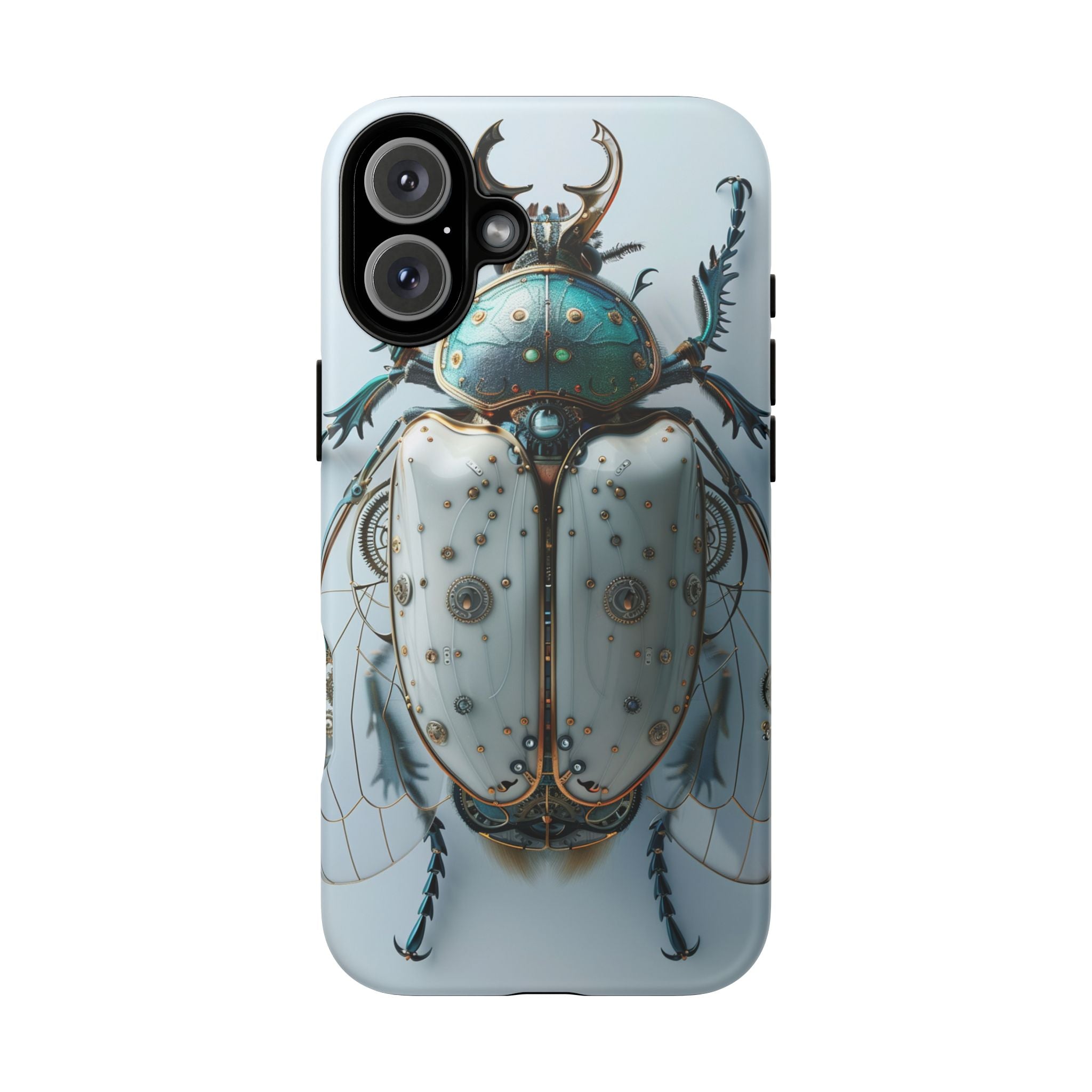 Steampunk White Beetle Protective Tough iPhone Case