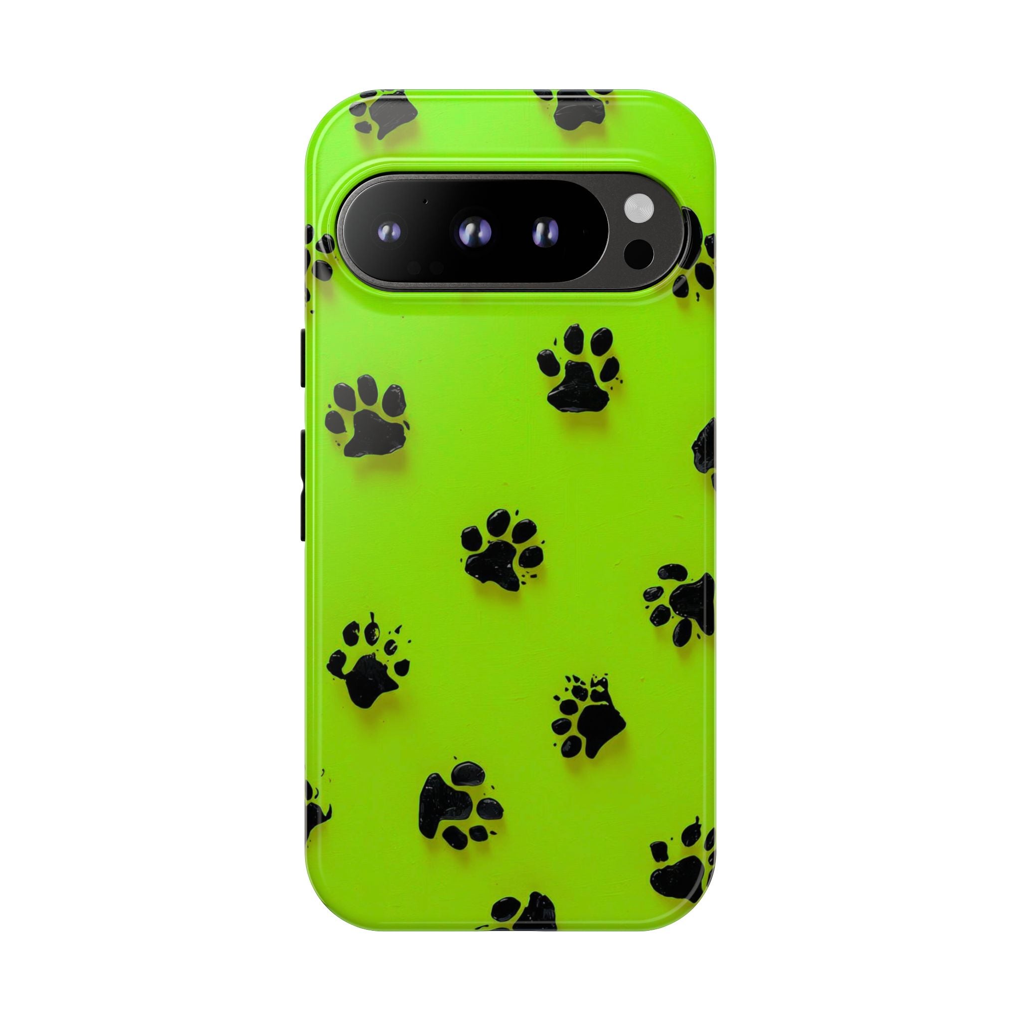Neon Paw Print Tough Google Pixel Case — Shockproof Pet Lover iPhone Cover