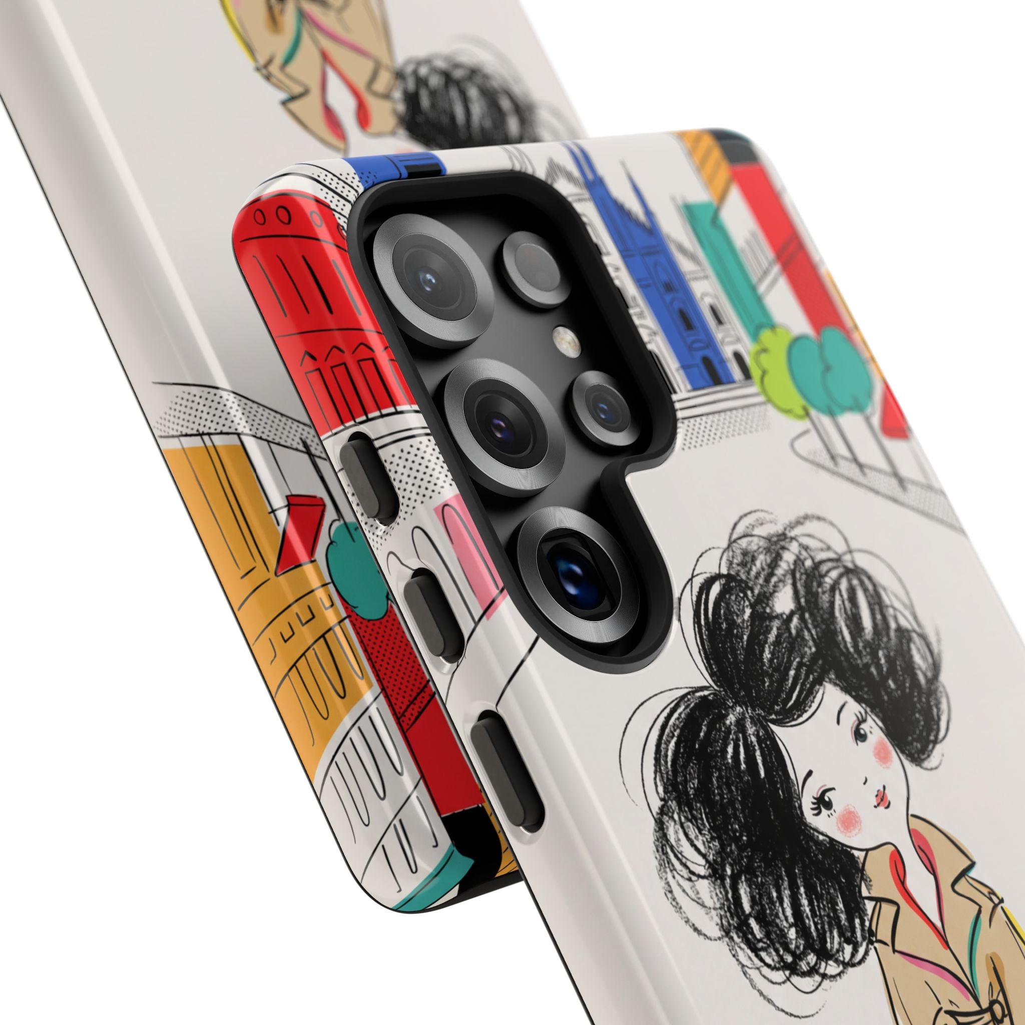 Illustrated Trench Coat Fashion Chic City Girl Samsung Galaxy Phone Case