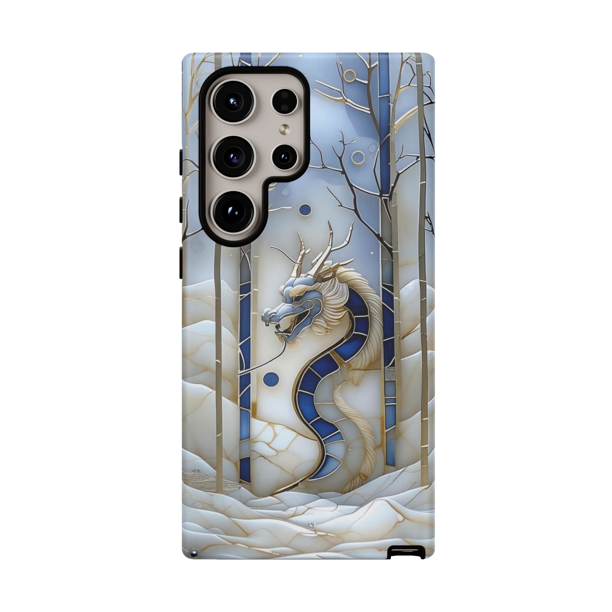 Dragon Stained Glass Samsung Galaxy Case — Blue Winter Forest Protective Cover