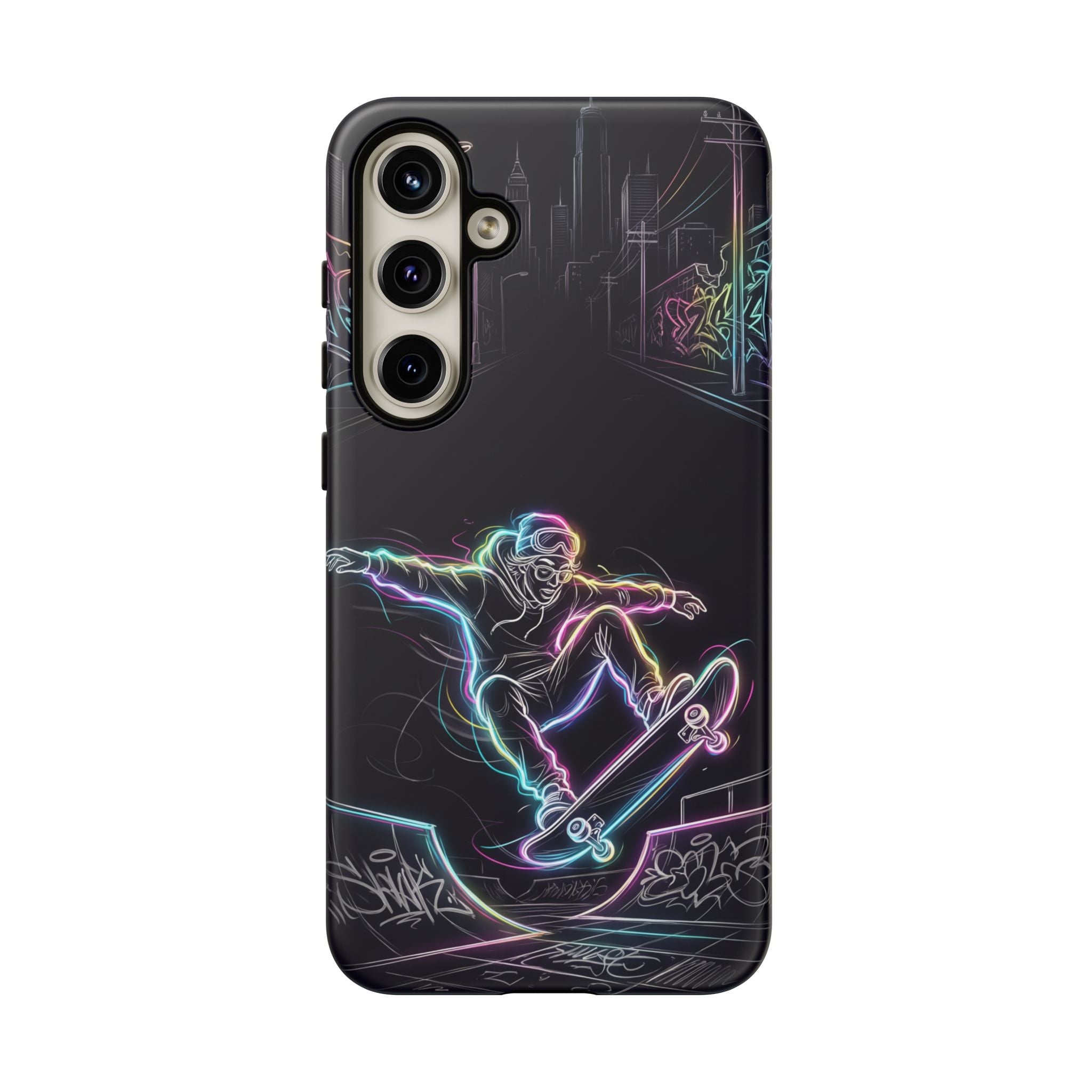Neon Skateboard Samsung Galaxy Phone Case | Glow Skatepark Protective Cover