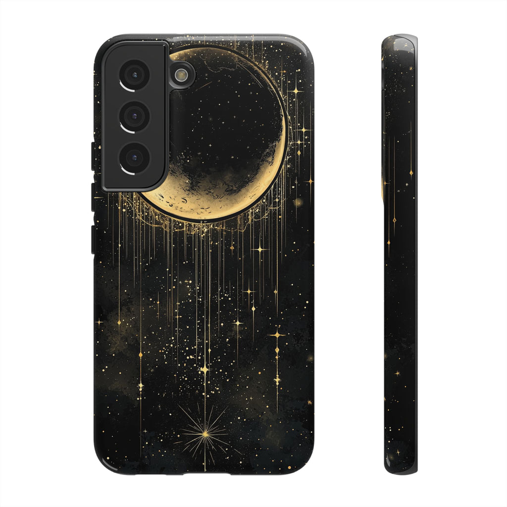 Moonlit Crescent Tough Samsung Galaxy Case | Gold Stars Night Sky