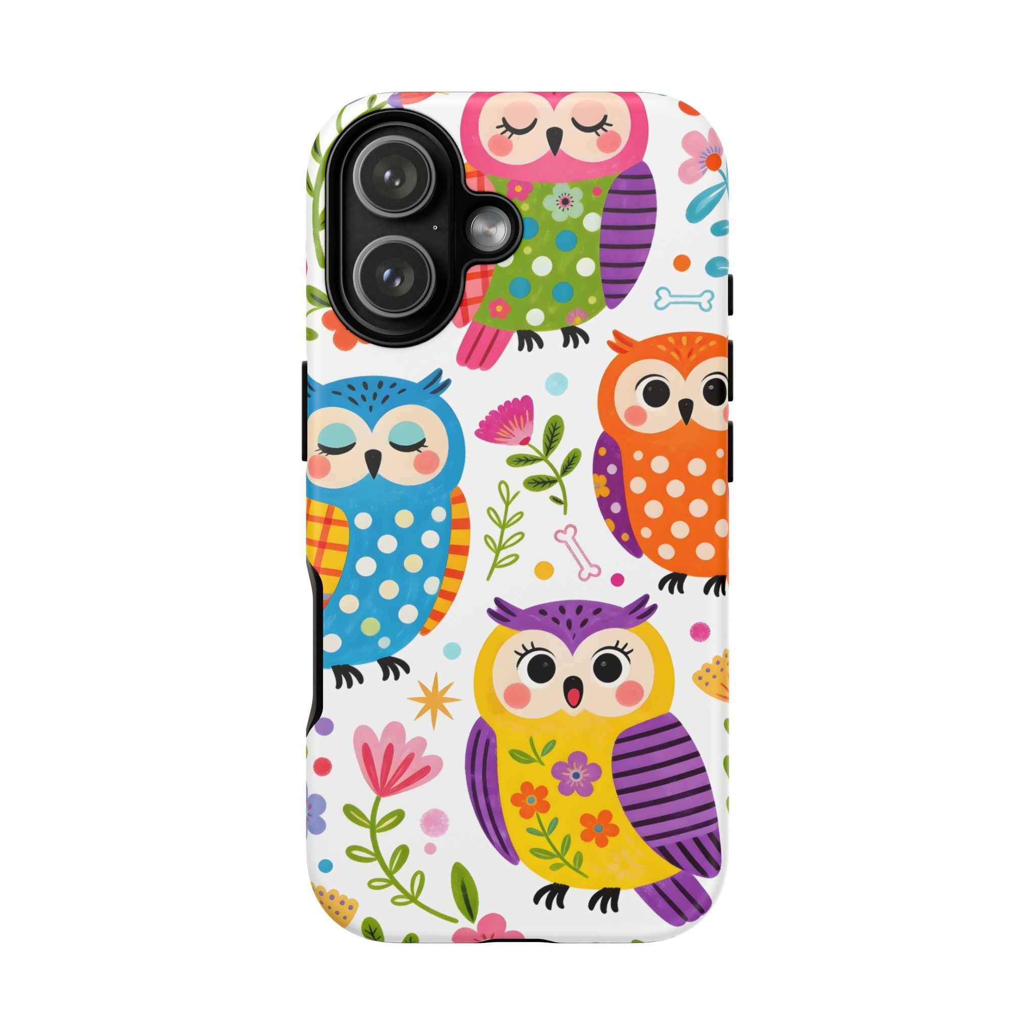 Cute Colorful Owls iPhone Case | Cute Owl Pattern Tough Case