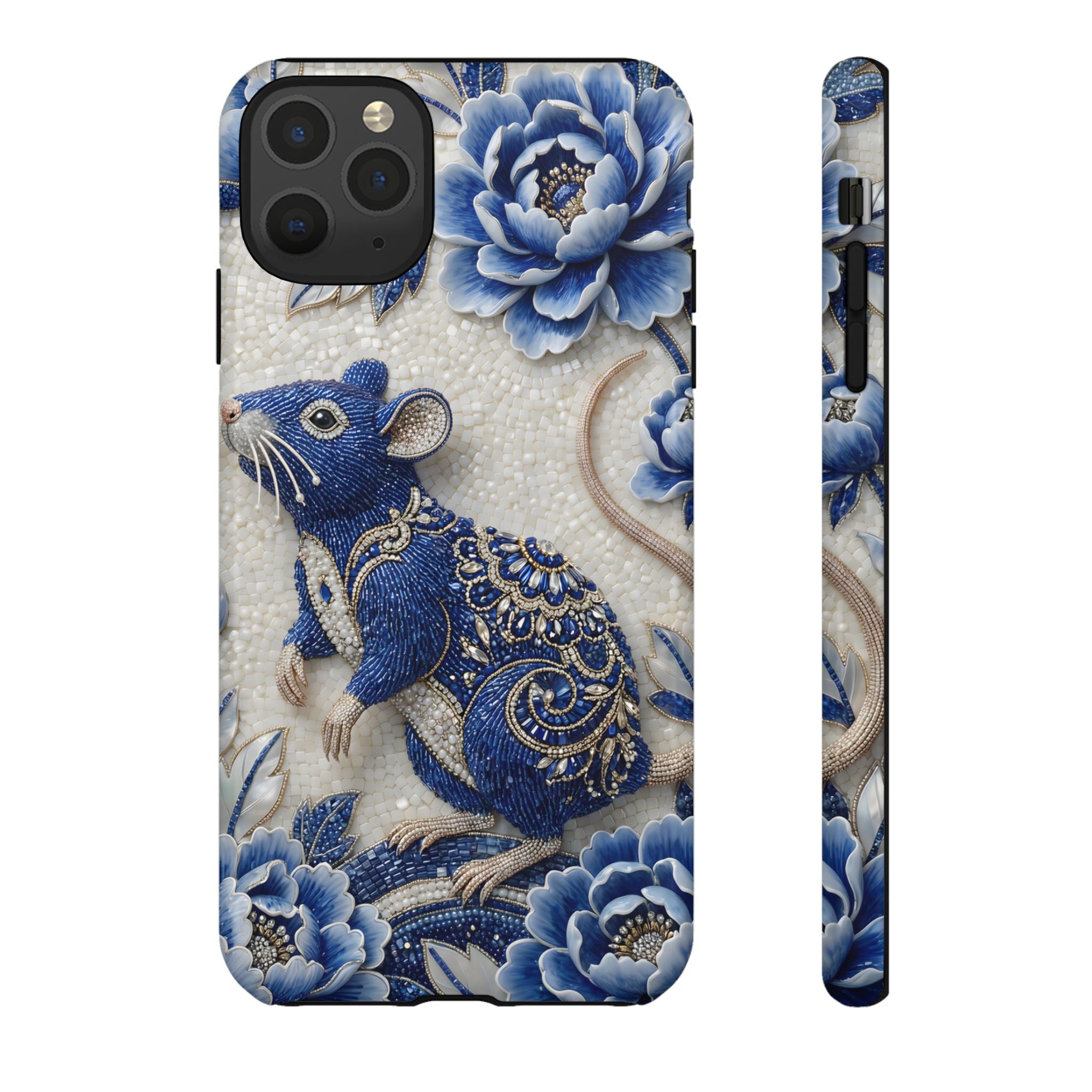 Asian Zodiac Rat iPhone Case | Blue & White Porcelain Art Slim Protective iPhone Case | Year of the Rat Gift