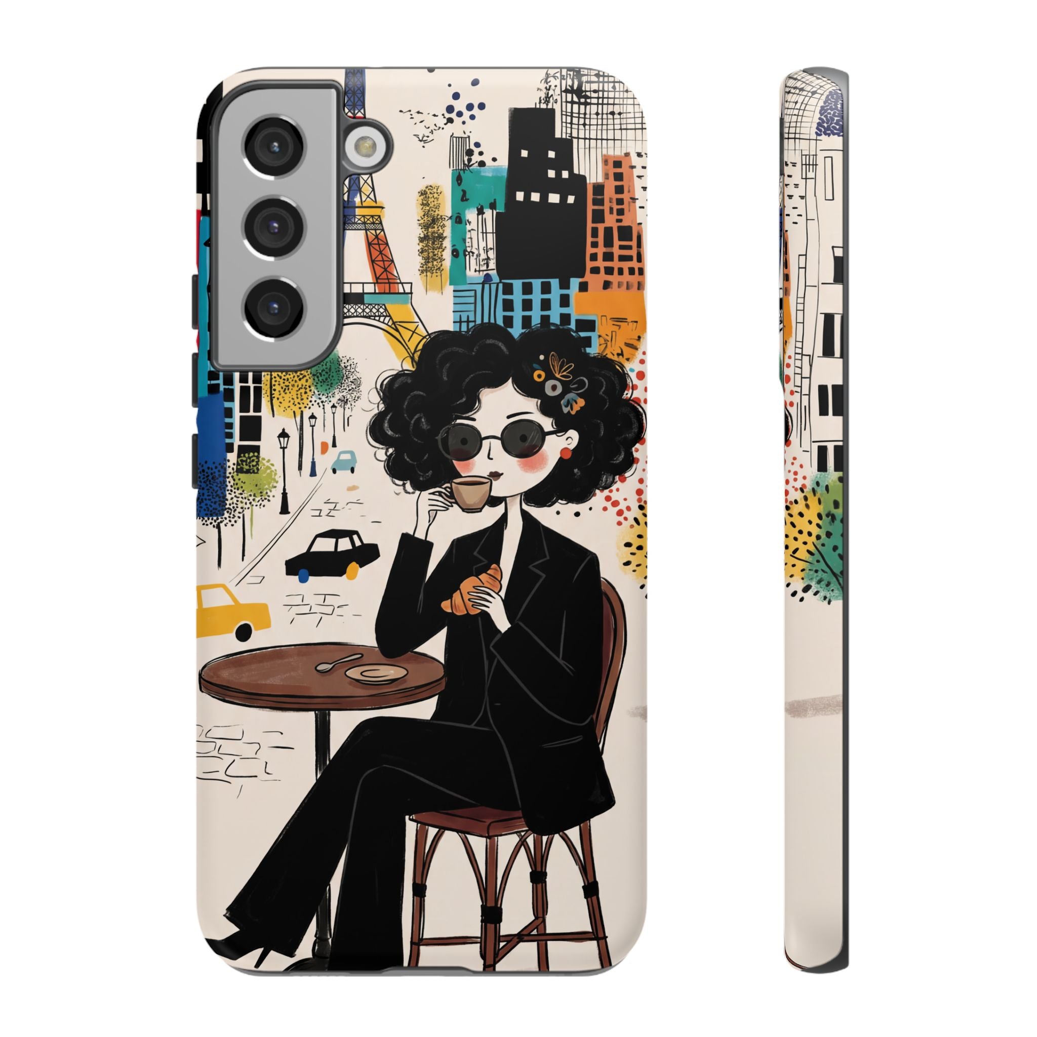 Paris Cafe Chic Samsung Galaxy Phone Case | Stylish Woman Illustration iPhone Cover