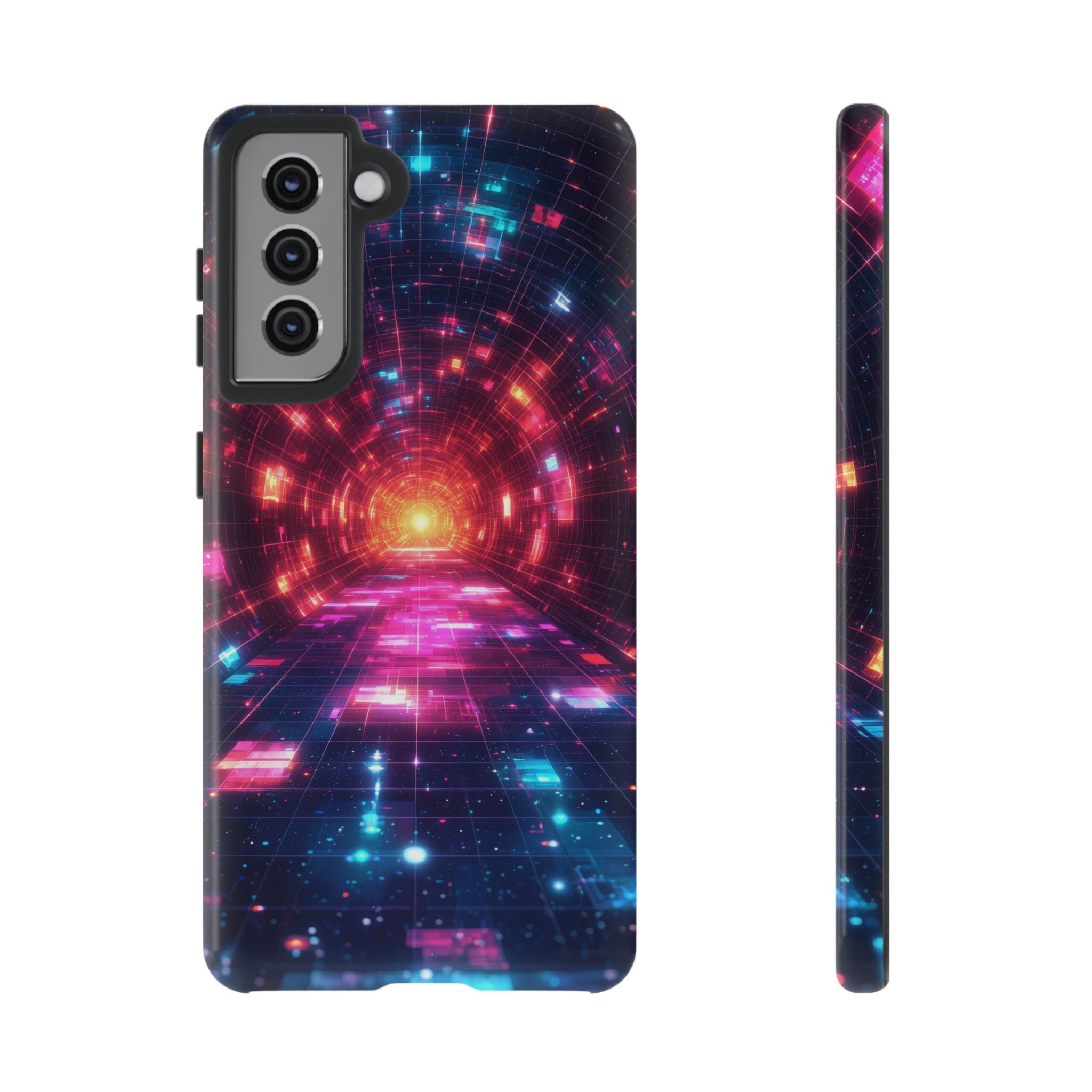 Neon Tunnel Tough Samsung Galaxy Case — Retro Futuristic Galaxy Design