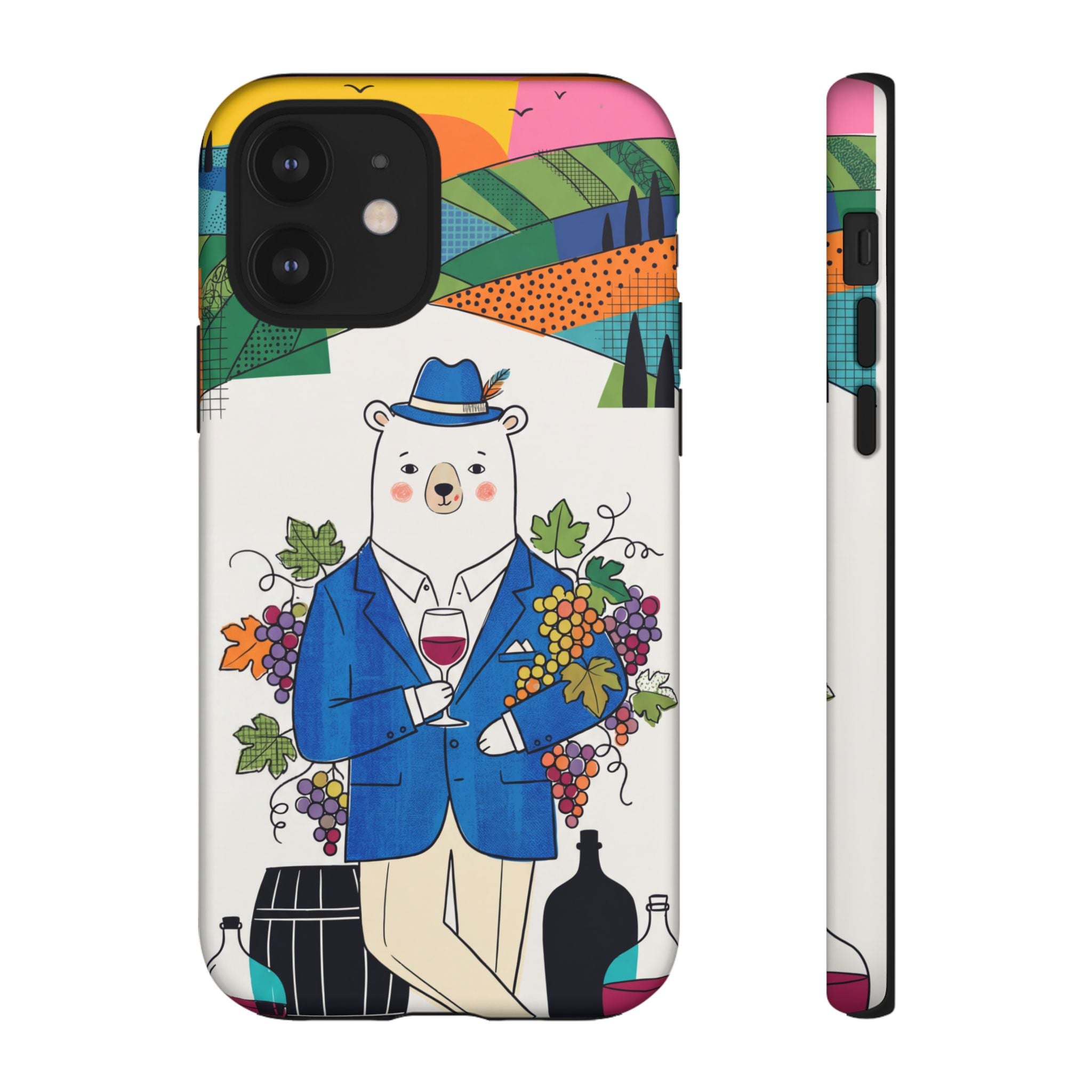 Dapper Polar Bear Wine Lover Illustrated Protective iPhone Case