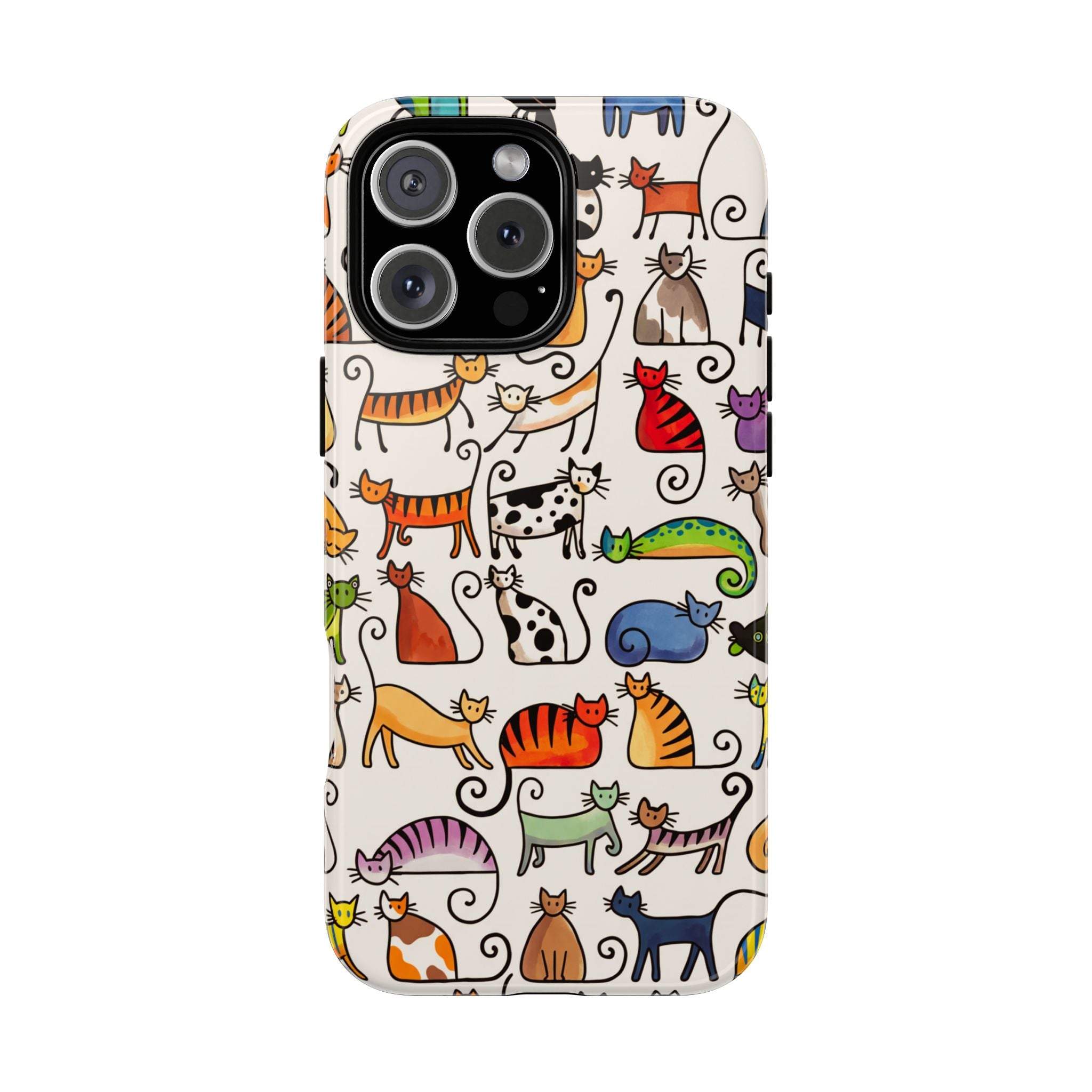 Cat Pattern Tough iPhone Case | Colourful Cartoon Cats