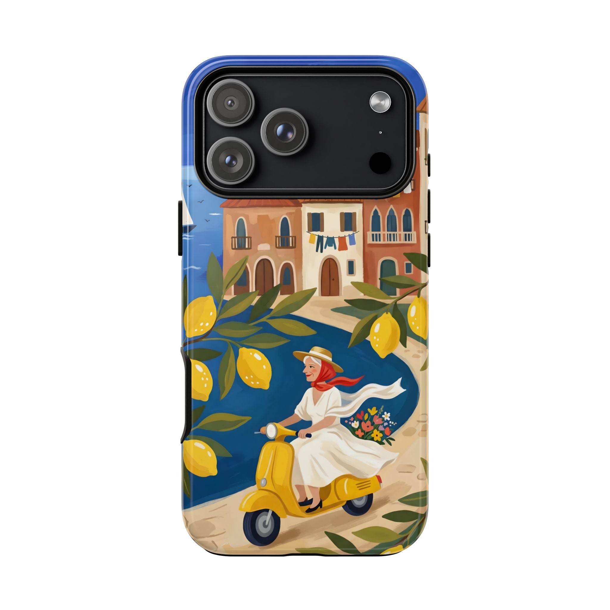 Lemon Coast Scooter iPhone Case | Mediterranean Vespa Travel Design