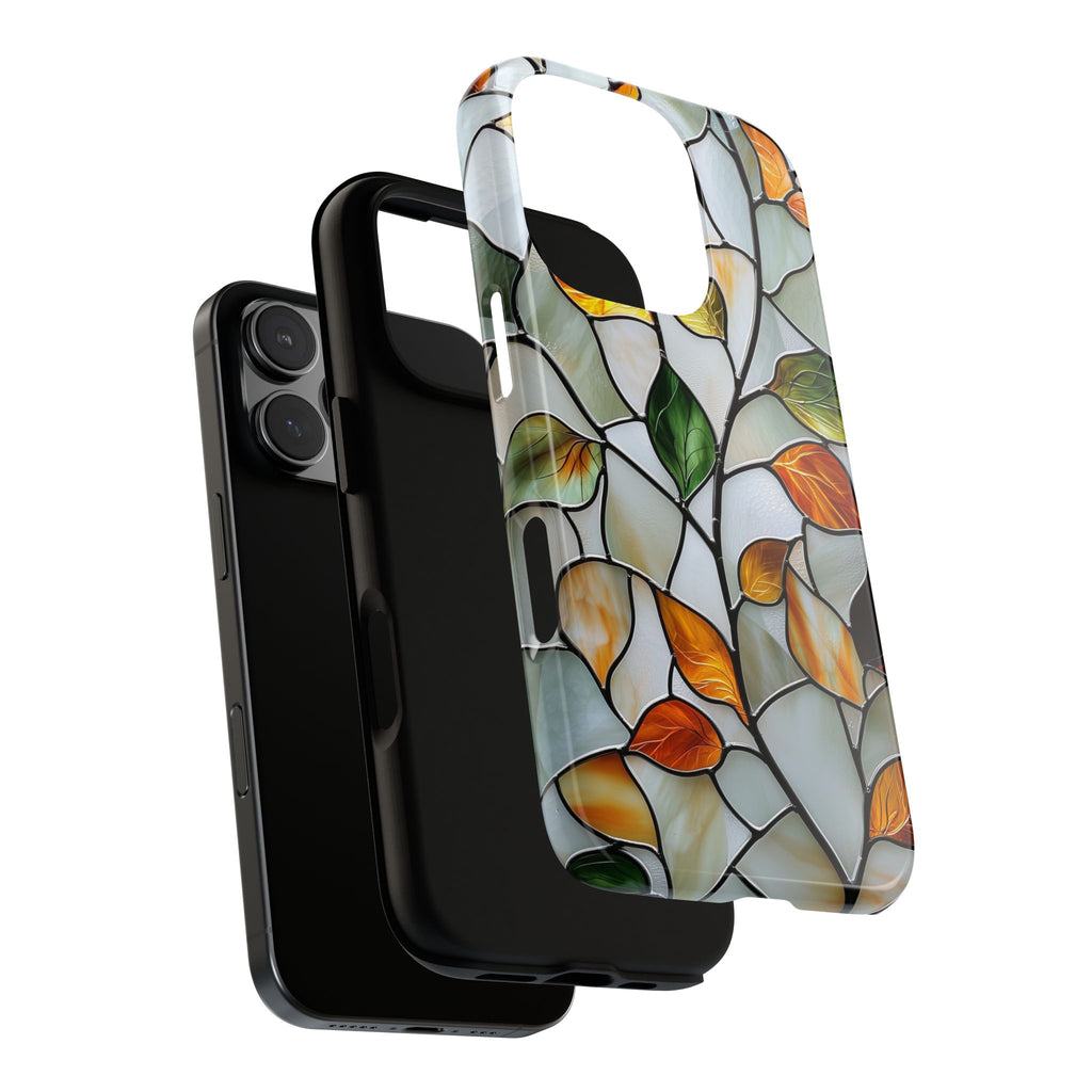 Stained Glass Autumn Leaves Mosaic iPhone Case