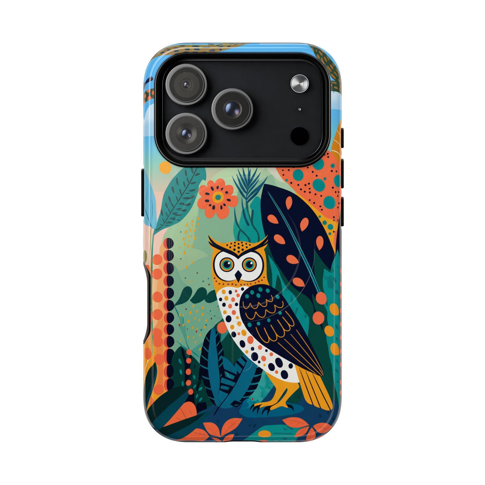 Botanical Forest Colourful Owl MagSafe iPhone Case