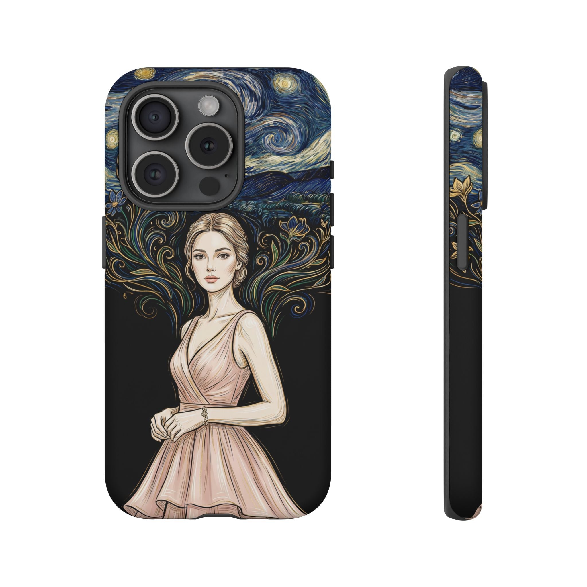 Art Nouveau Starry Night iPhone Case | Elegant Woman Illustration Tough Case