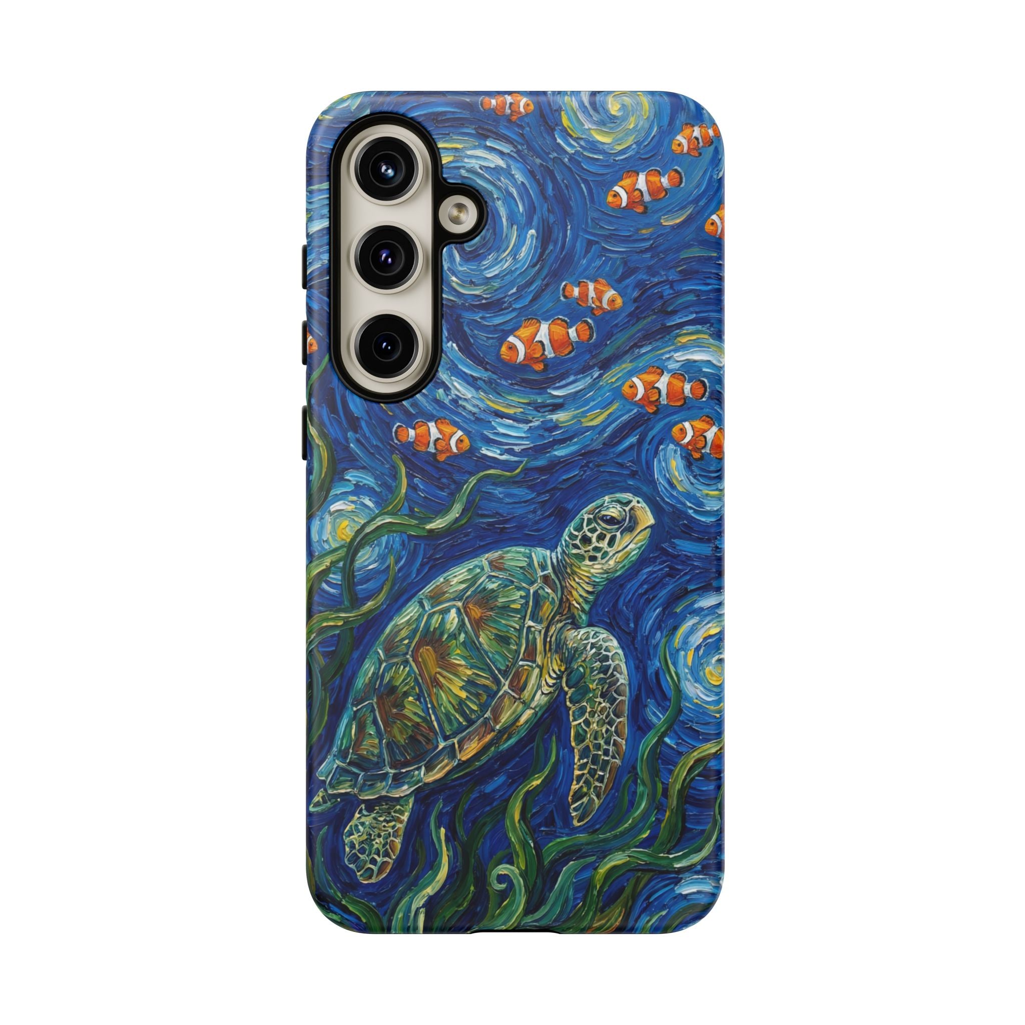 Sea Turtle & Clownfish Tough Samsung Galaxy Case | Van Gogh Style Ocean Art