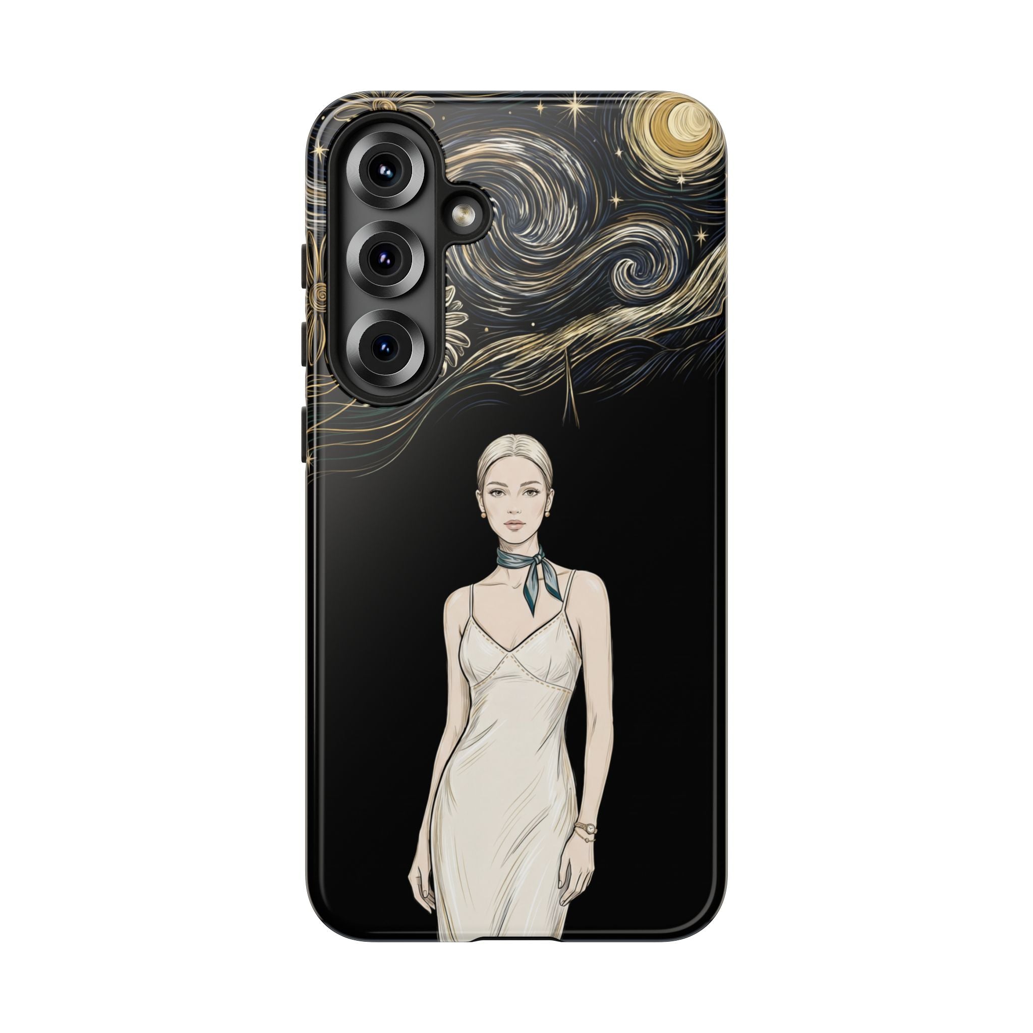Starry Night Fashion Samsung Galaxy Phone Case | Elegant Woman Illustration