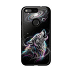 Wolf Galaxy Tough Google Pixel Phone Case | Colorful Howling Wolf Space Design