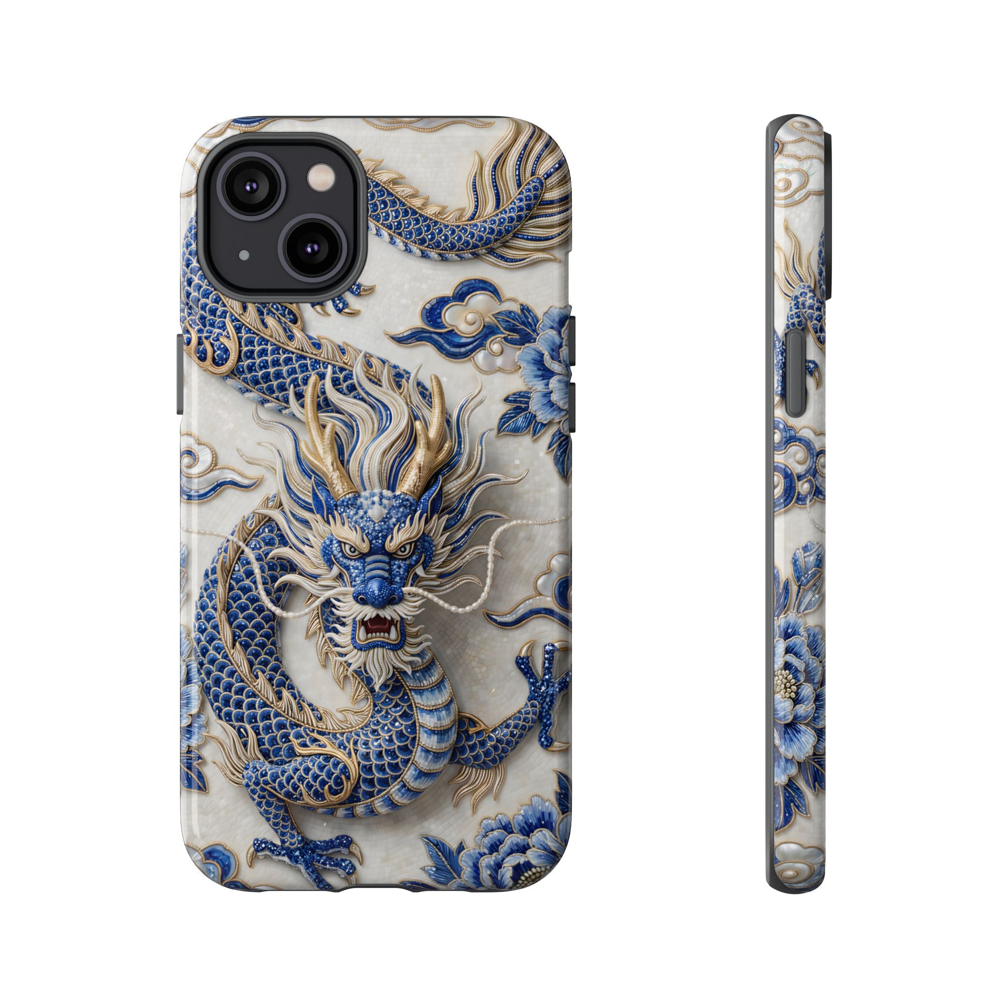 Asian Zodiac Dragon iPhone Case | Blue & White Porcelain Luxury Protective Case | Year of the Dragon Gift