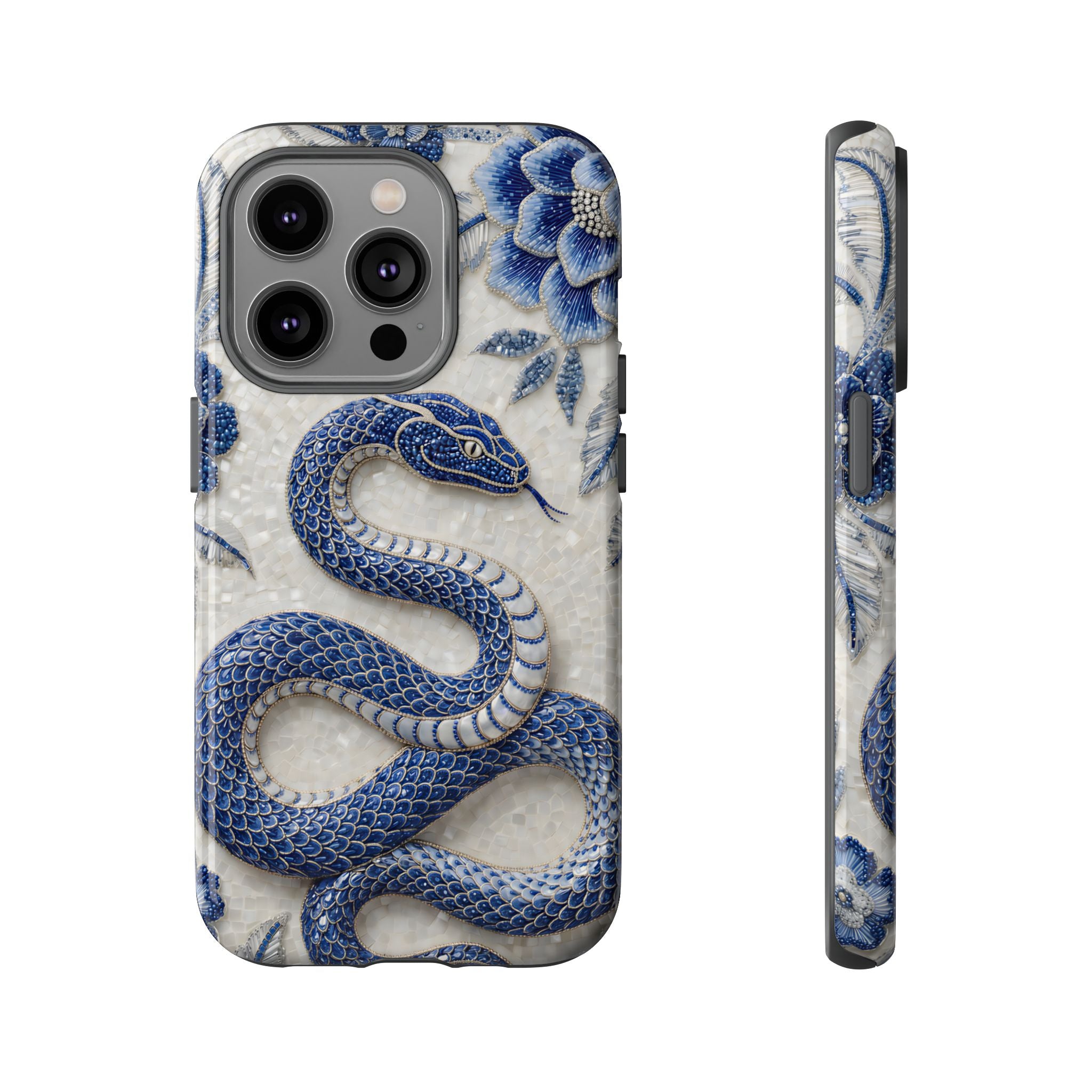 Asian Zodiac Snake iPhone Case | Blue & White Porcelain Slim Shockproof Case | Year of the Snake