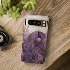 Purple Peacock Google Pixel Phone Case | Celestial Peacock Phone Case