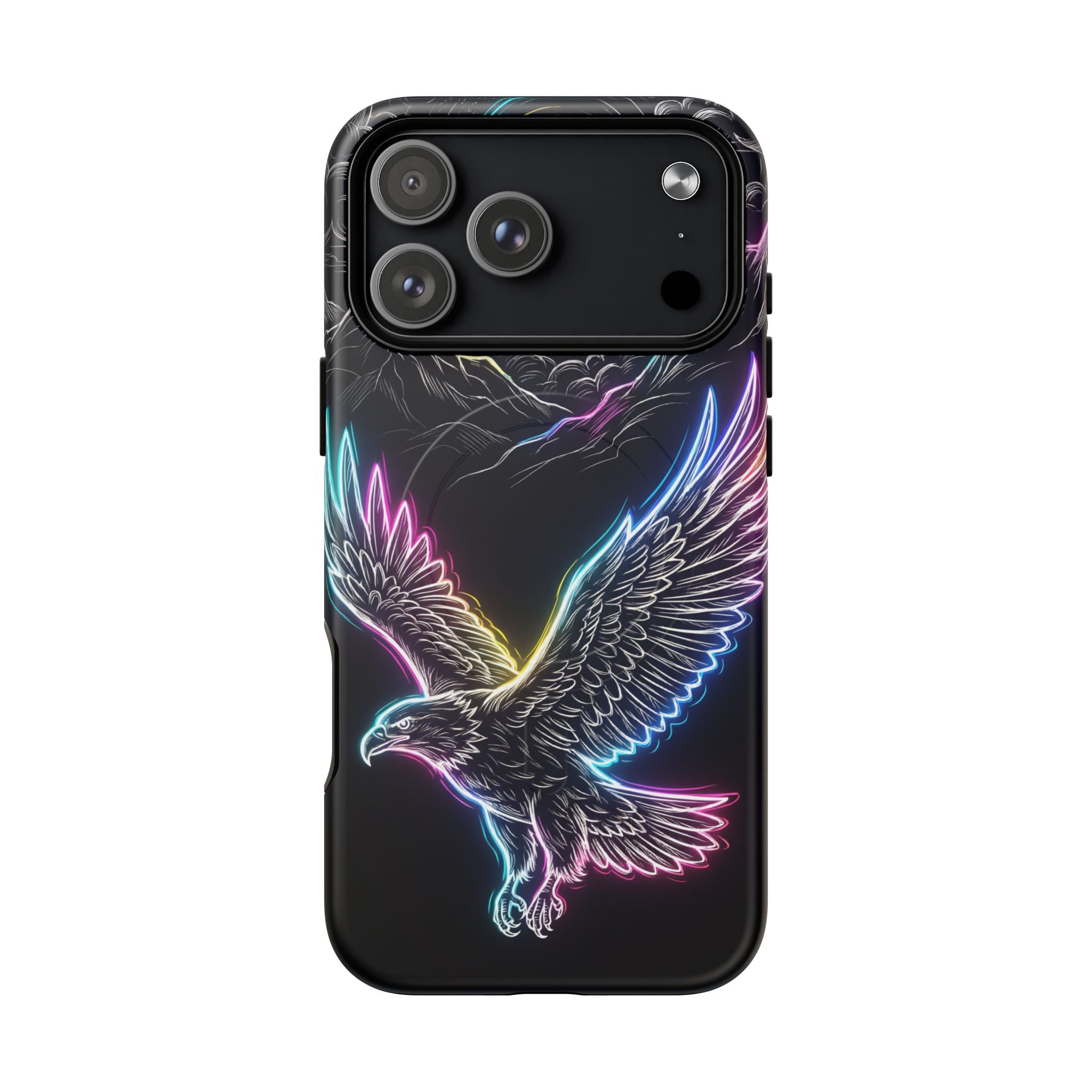 Neon Eagle MagSafe iPhone Case with Mountain Design