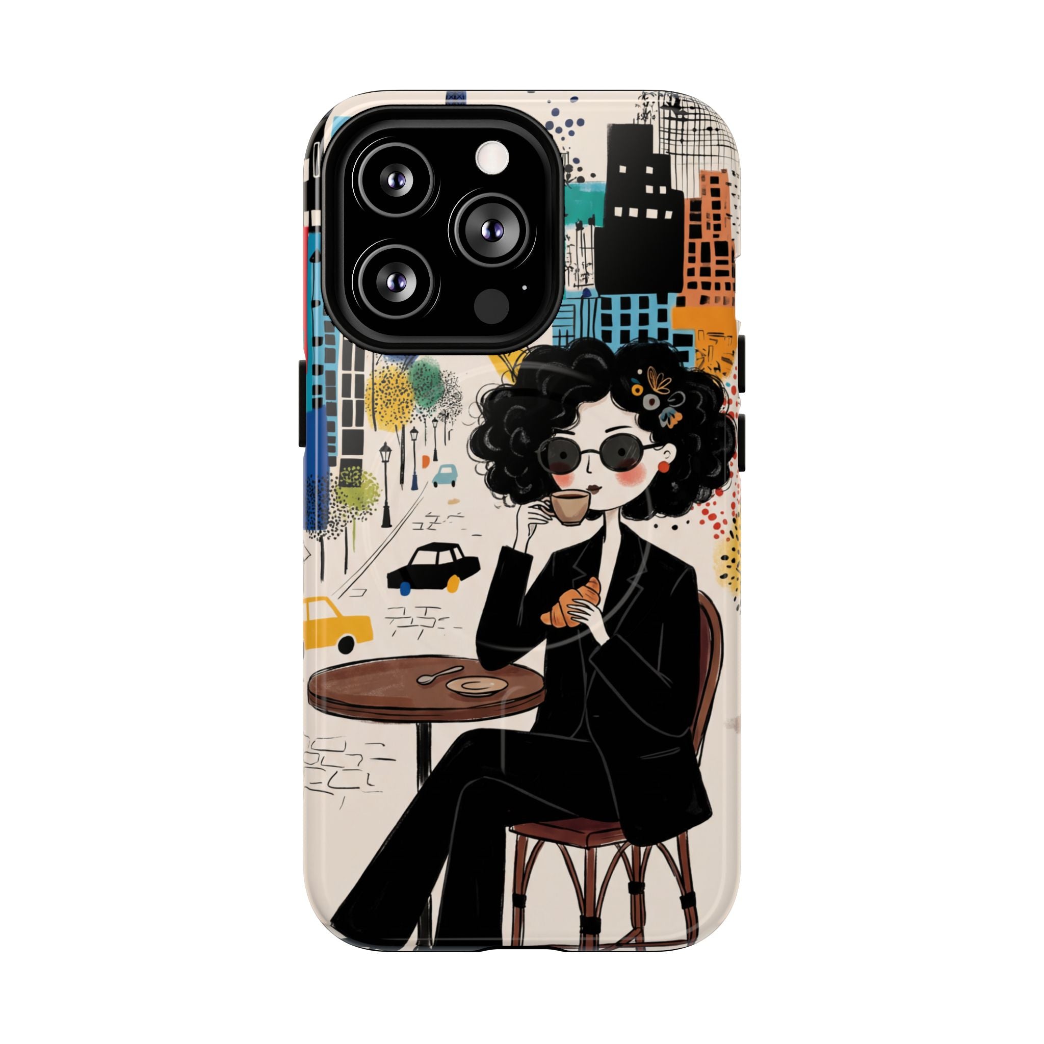 Paris Cafe Chic MagSafe iPhone Case | Stylish Woman Illustration iPhone Cover