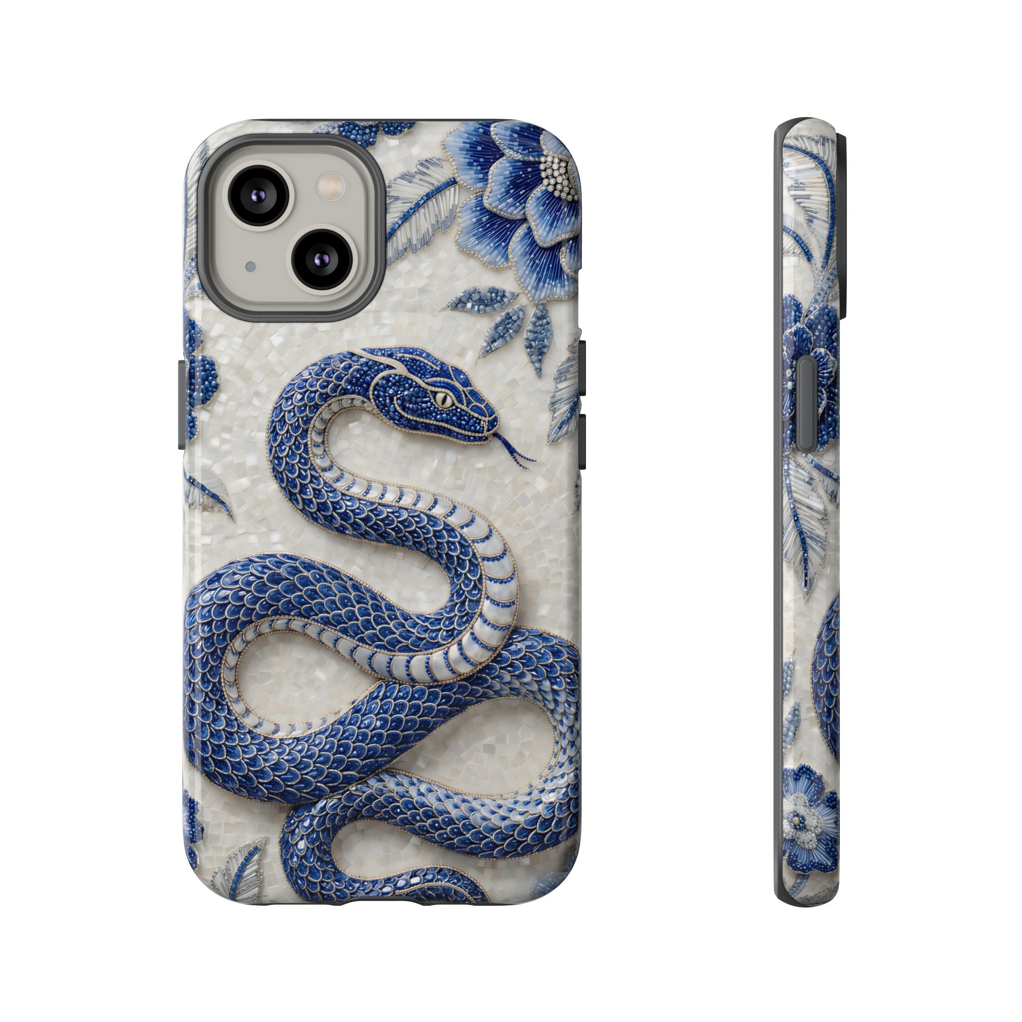 Asian Zodiac Snake iPhone Case | Blue & White Porcelain Slim Shockproof Case | Year of the Snake