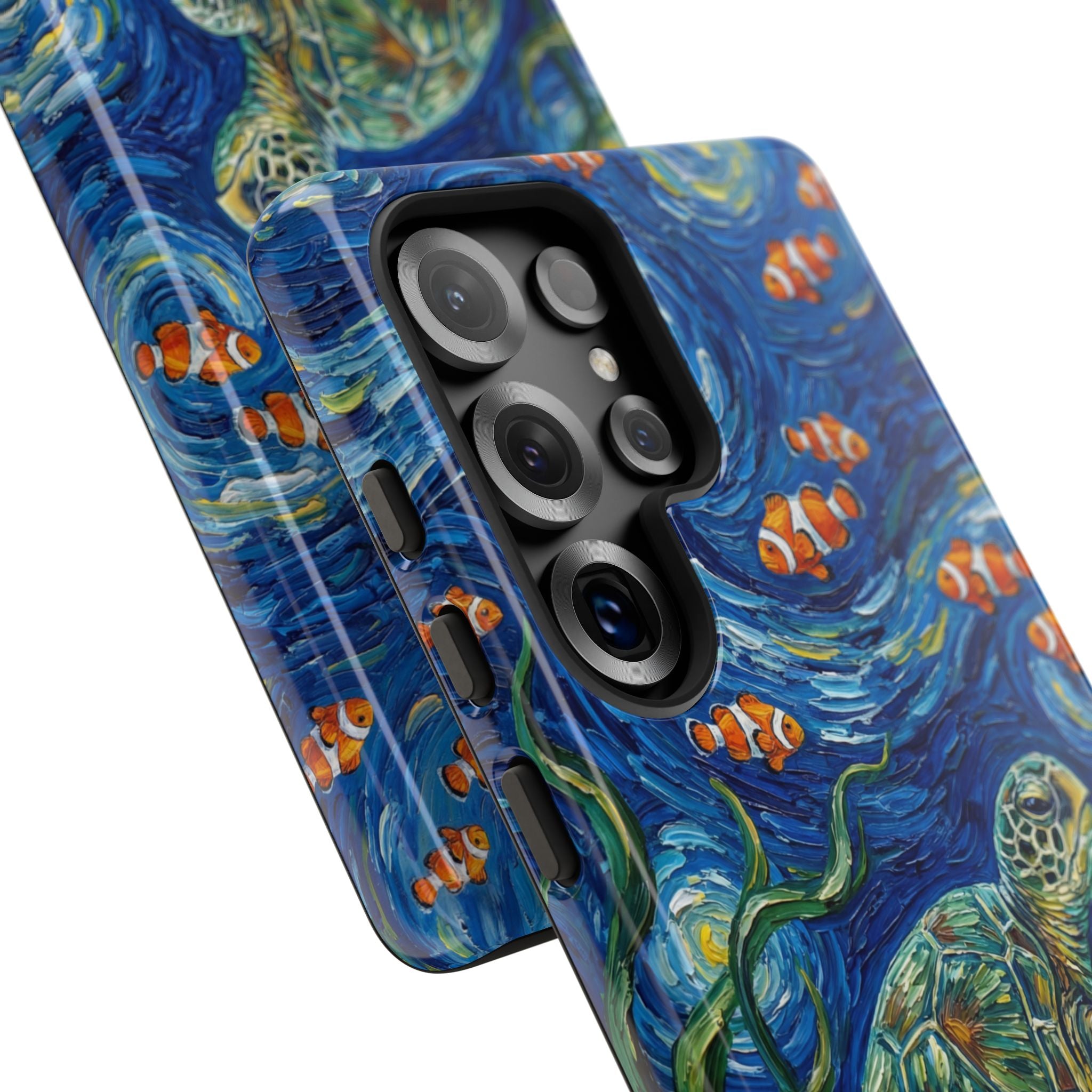 Sea Turtle & Clownfish Tough Samsung Galaxy Case | Van Gogh Style Ocean Art
