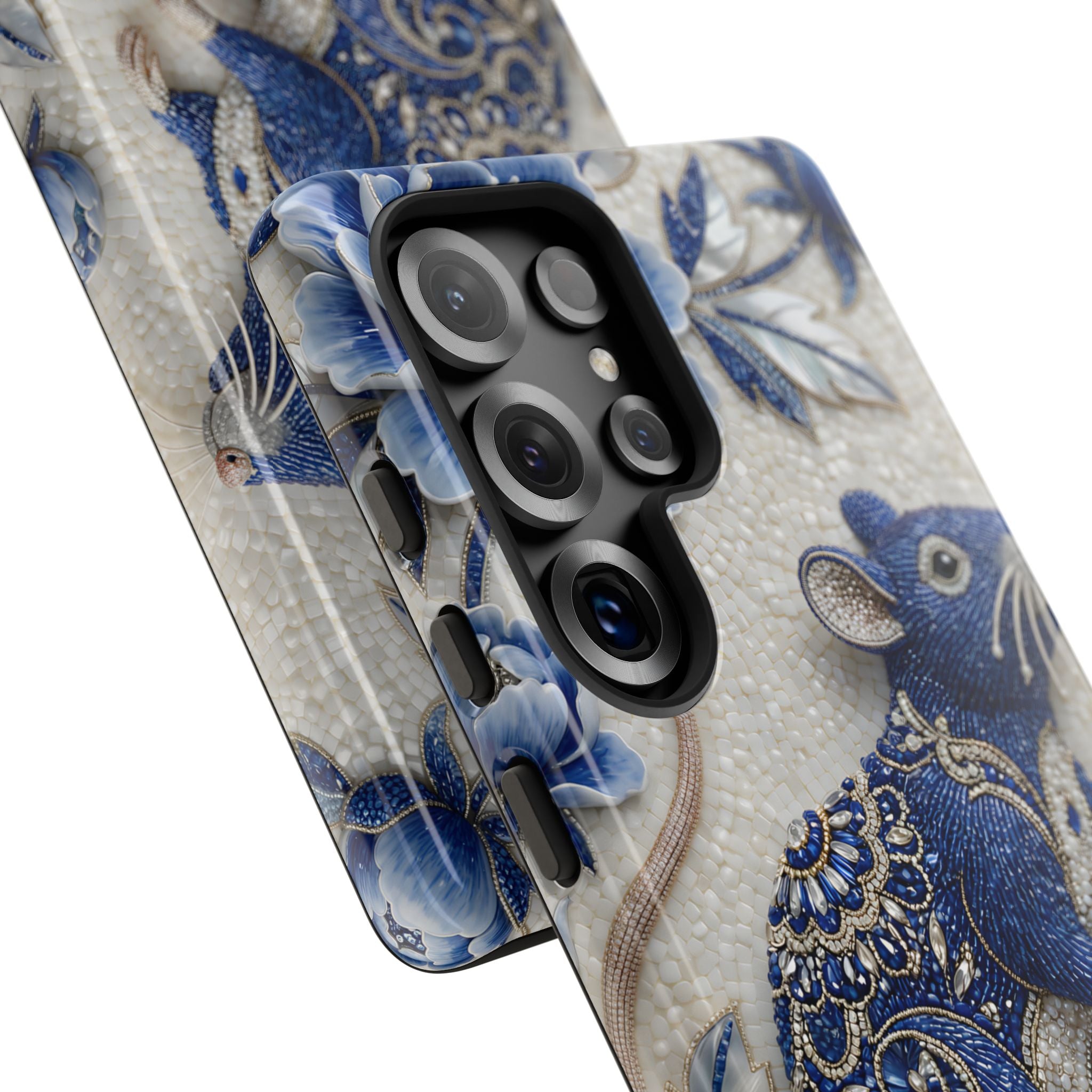 Asian Zodiac Rat Samsung Galaxy Phone Case | Blue & White Porcelain Art Slim Protective iPhone Case | Year of the Rat Gift