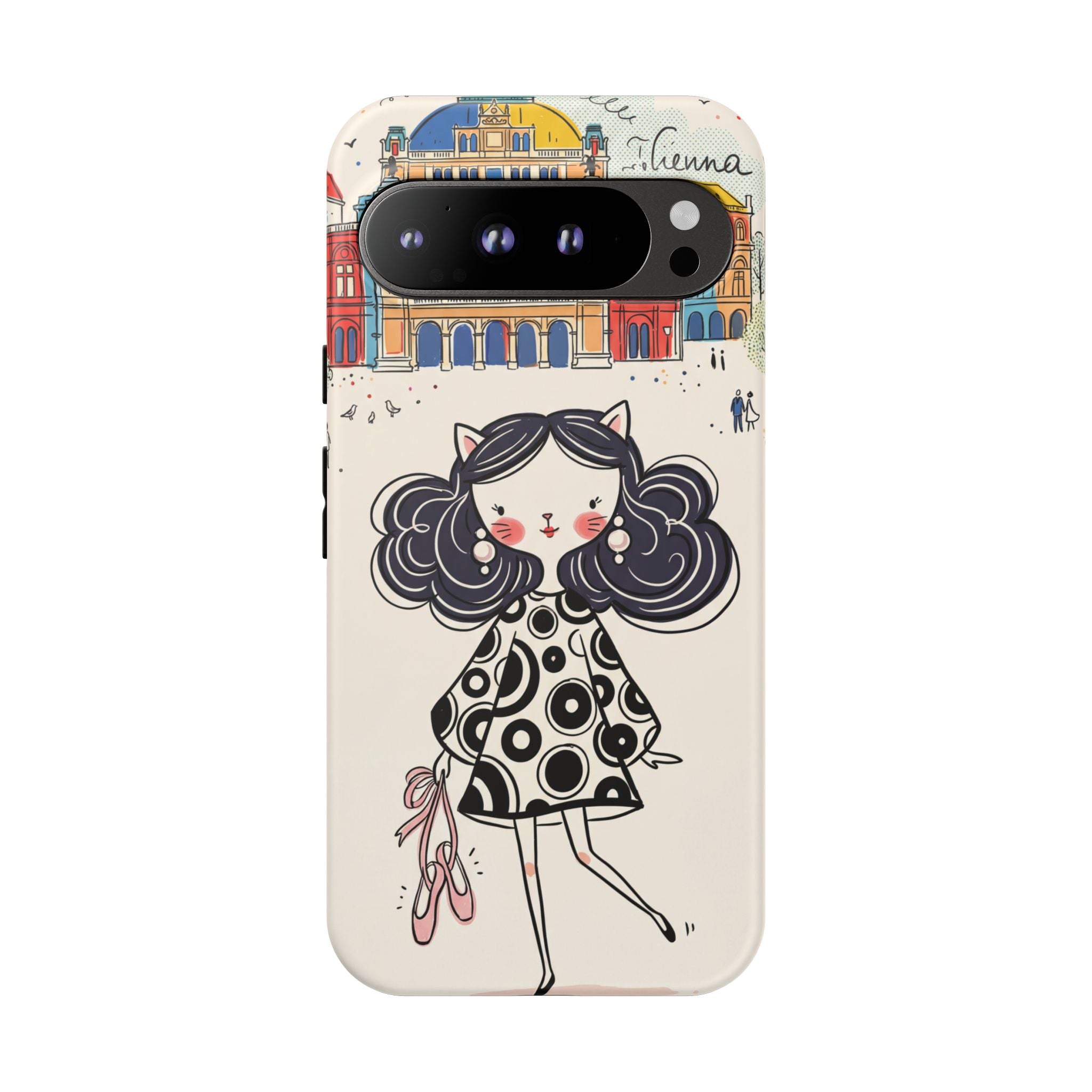 Cute Parisian Cat Girl Google Pixel Phone Case | Ballet Slippers Illustration Tough Case