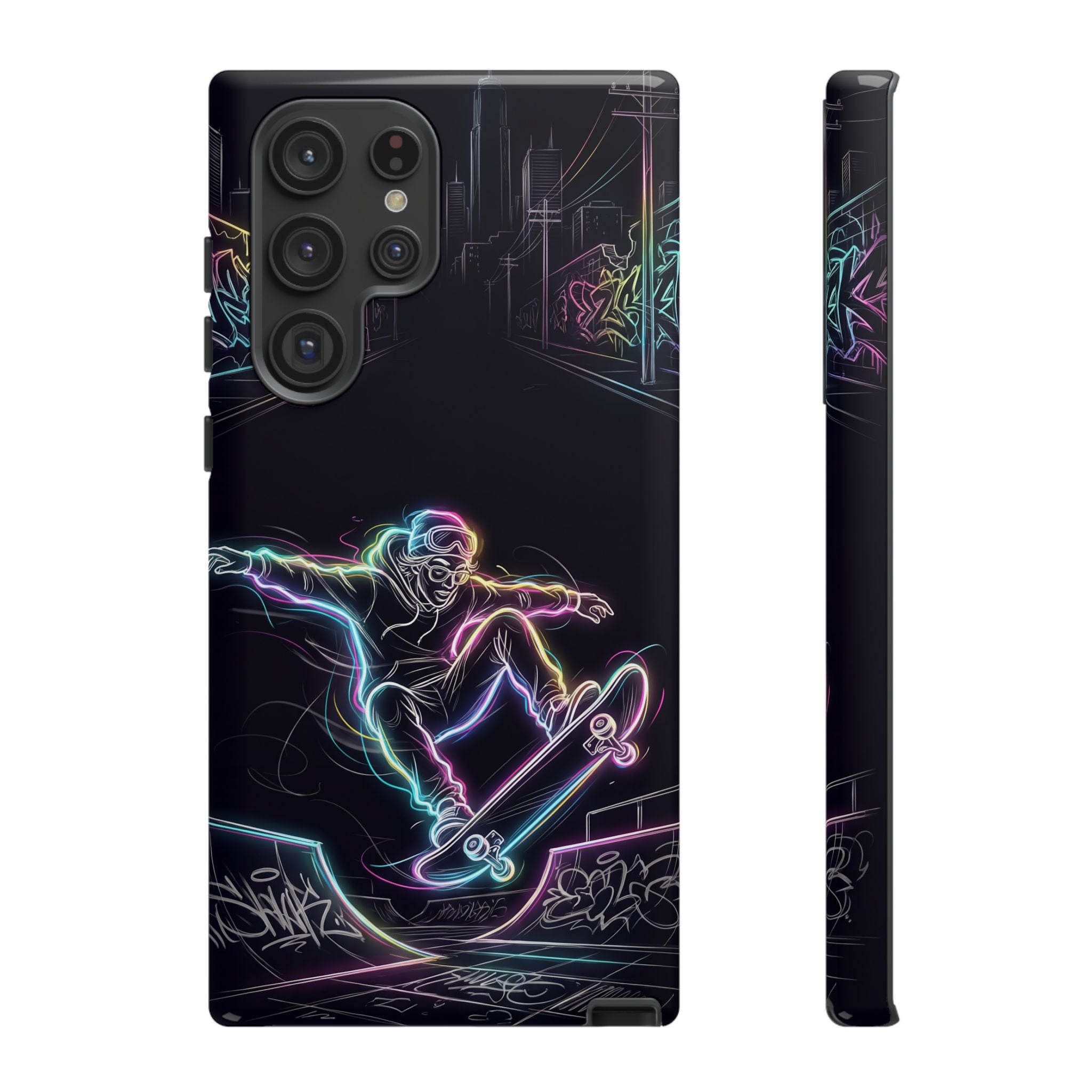 Neon Skateboard Samsung Galaxy Phone Case | Glow Skatepark Protective Cover