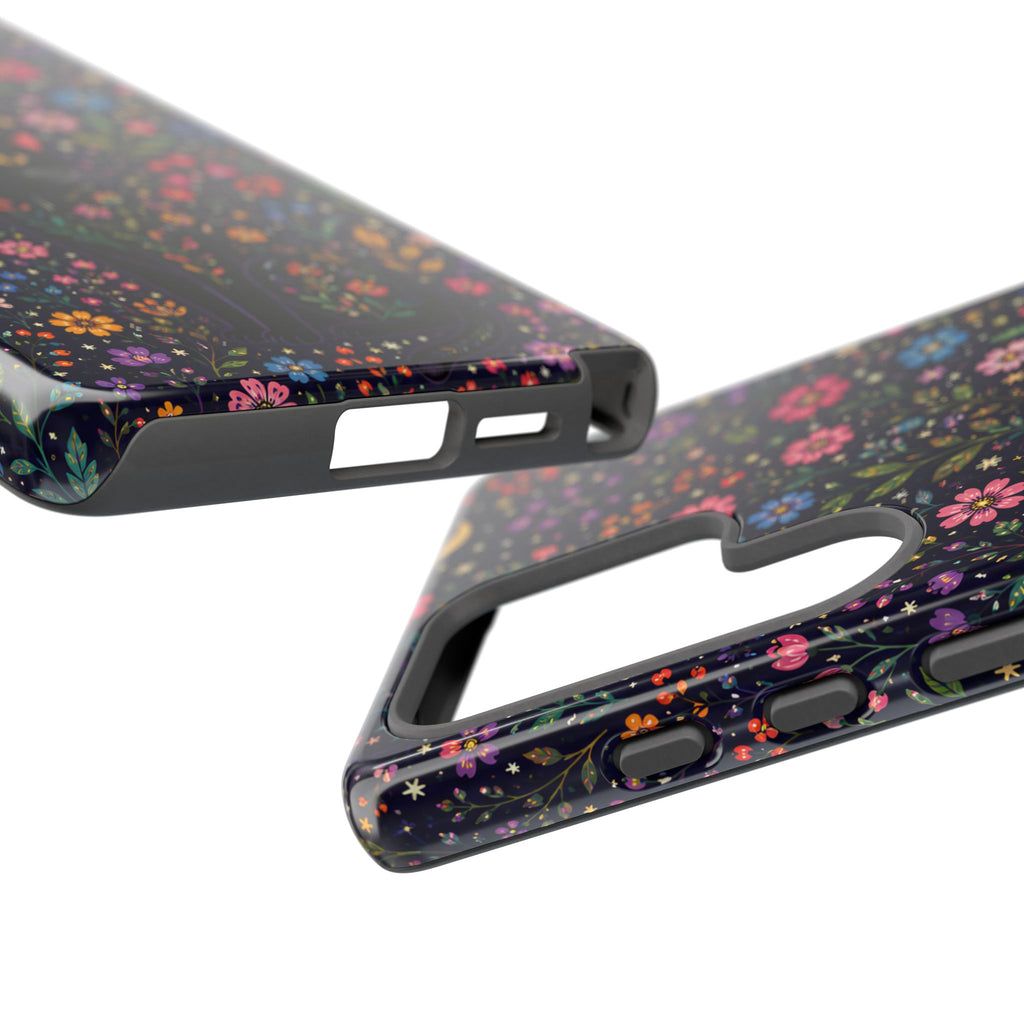 Celestial Black Cat Samsung Galaxy Phone Case | Whimsigoth Floral