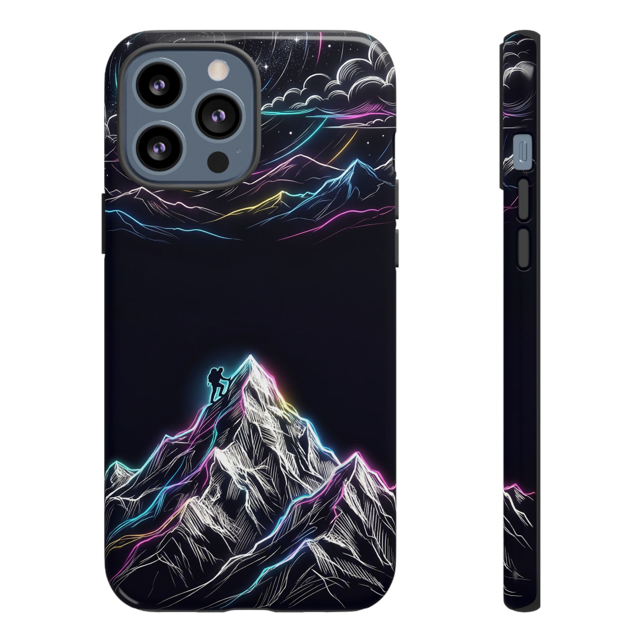 Mount Everest Neon iPhone Case | Dark Cosmic Climber Protective Cover