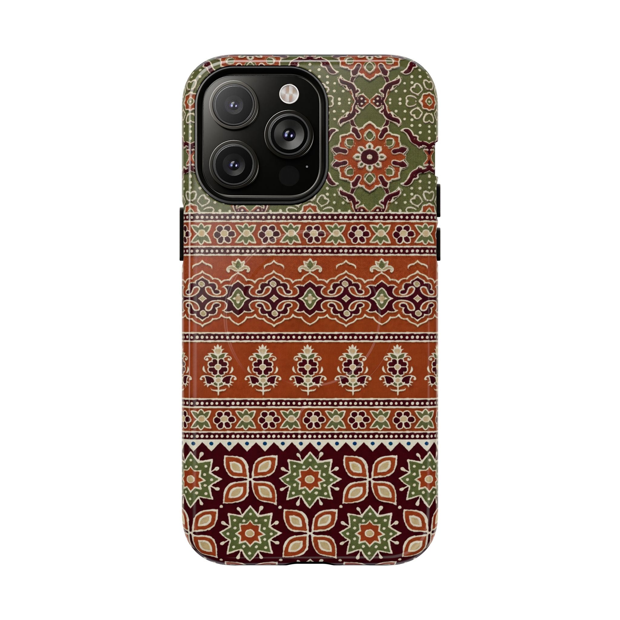 Batik Floral Protective Tough MagSafe iPhone Case