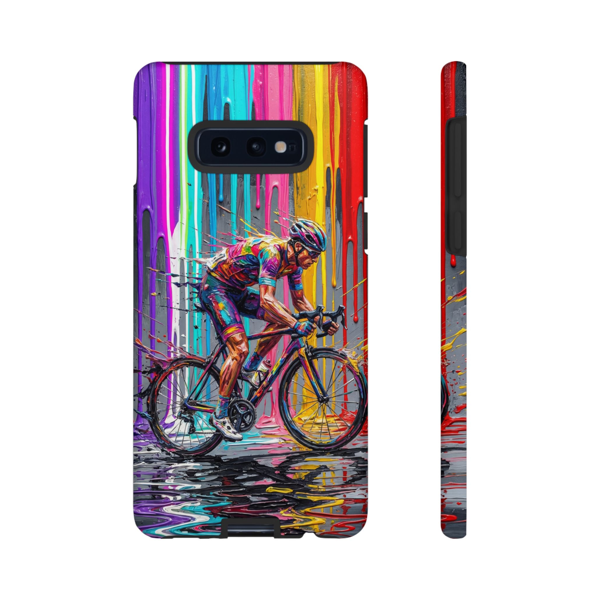Cyclist Art Samsung Galaxy Phone Case | Colourful Drip Painting Tough Cases