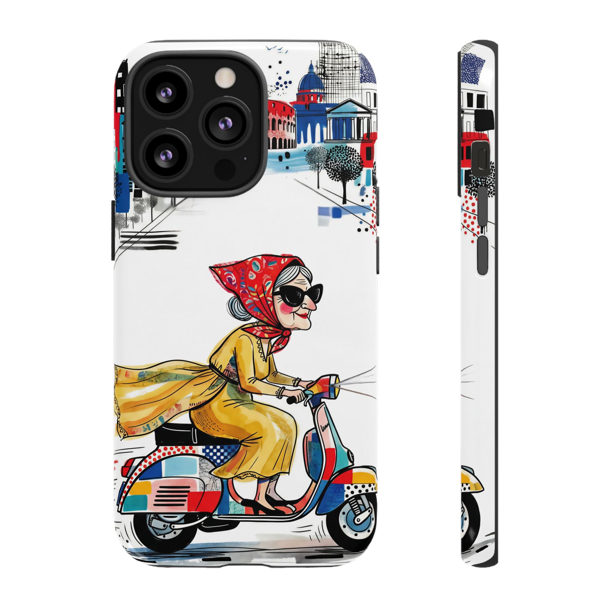 Vintage Vespa Granny iPhone Case | Retro Scooter Travel iPhone Cover