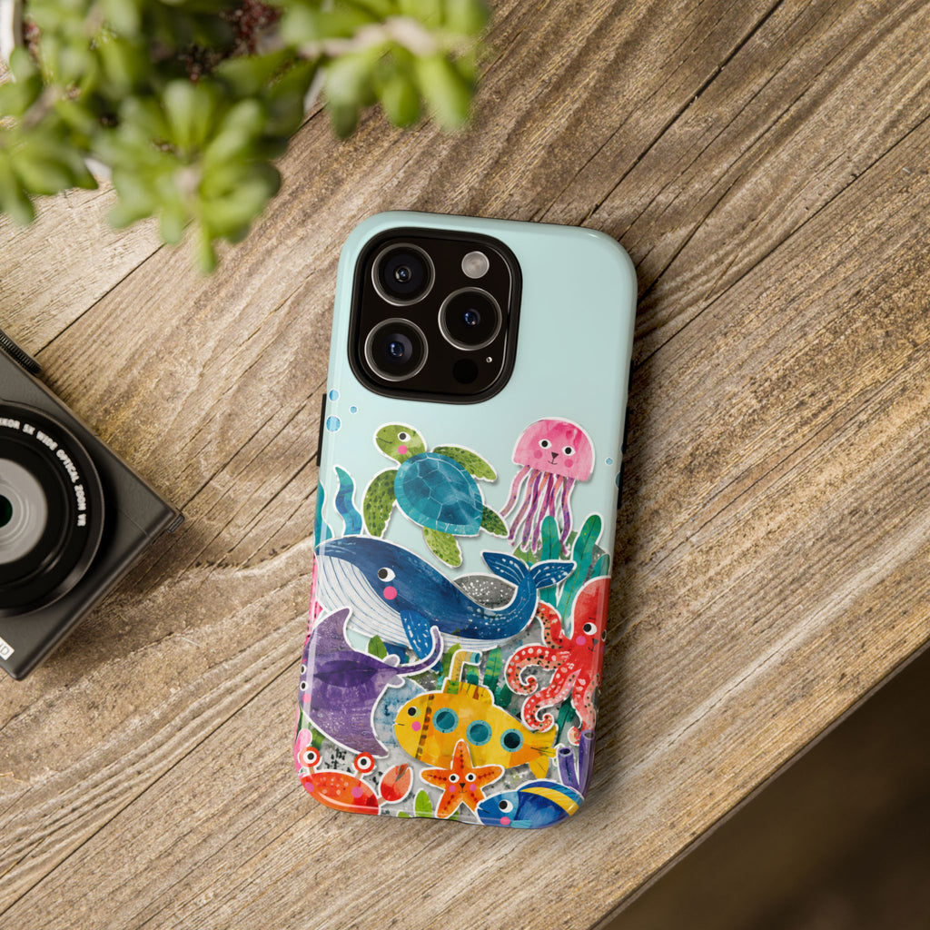 Cute Coastal Ocean iPhone Case | Aesthetic Whale Turtle Marine Life Cover