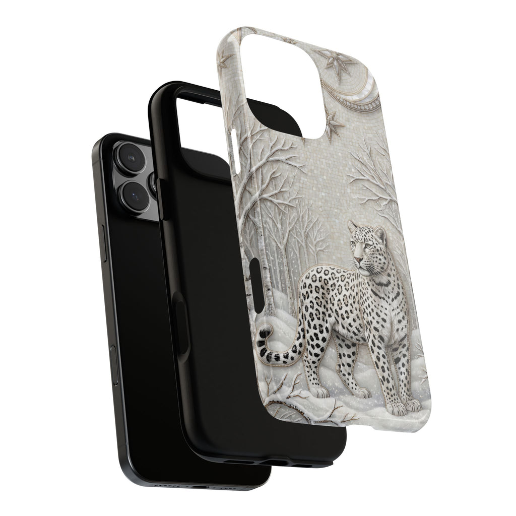 Snow Leopard iPhone Case | Winter Moon Forest Protective Phone Cover