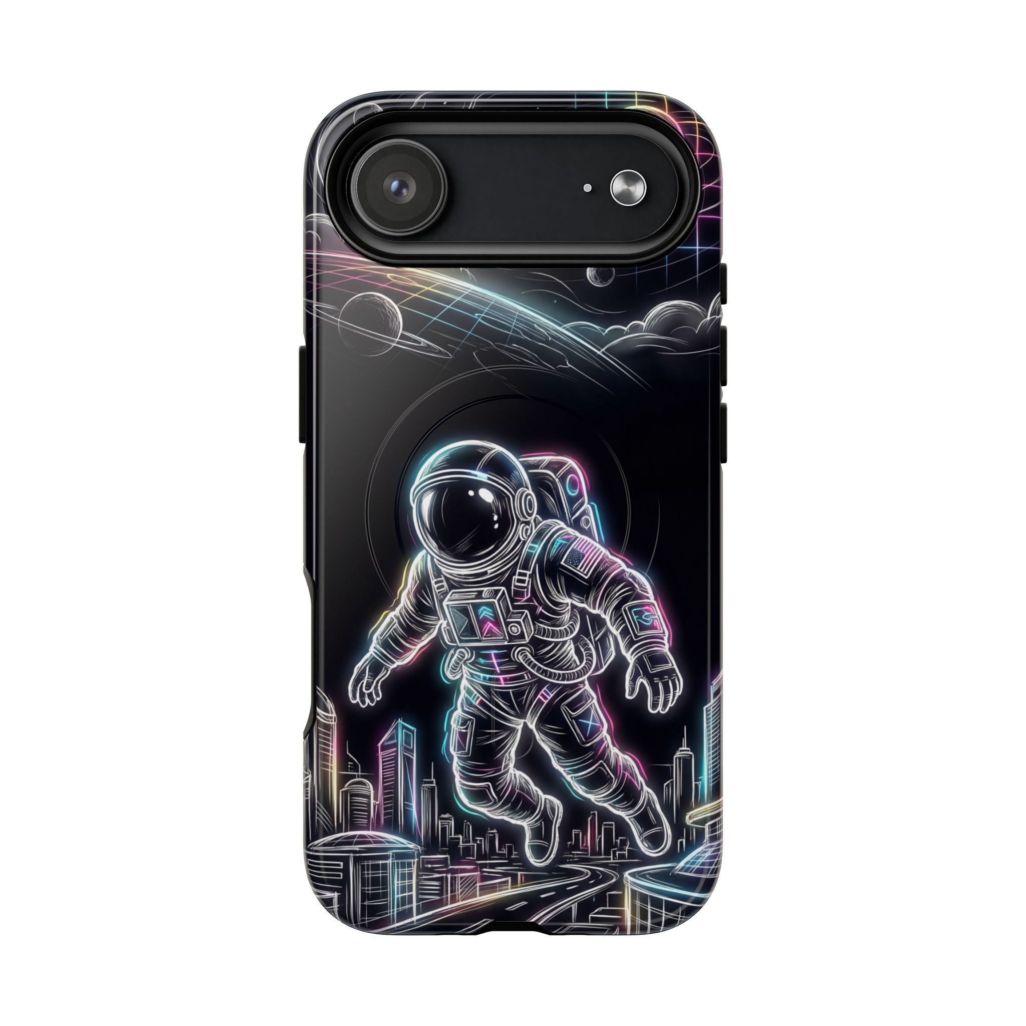 Space Explorer Astronaut NeonMagSafe iPhone Case