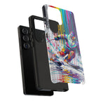 Colourful Skiing Drip Art Tough Samsung Galaxy Phone Case