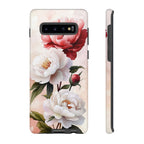 Custodia per Samsung Galaxy con motivo floreale Peony | Rosa bianca vintage