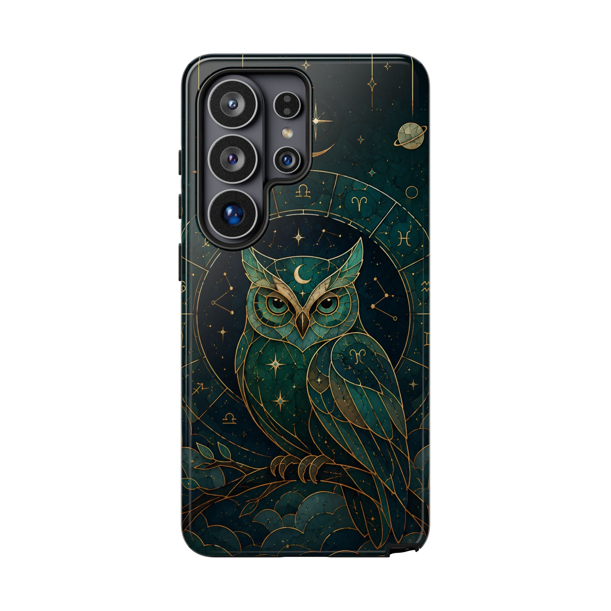 Moonlit Owl Samsung Galaxy Phone Case | Stained Glass Owl Phone Case