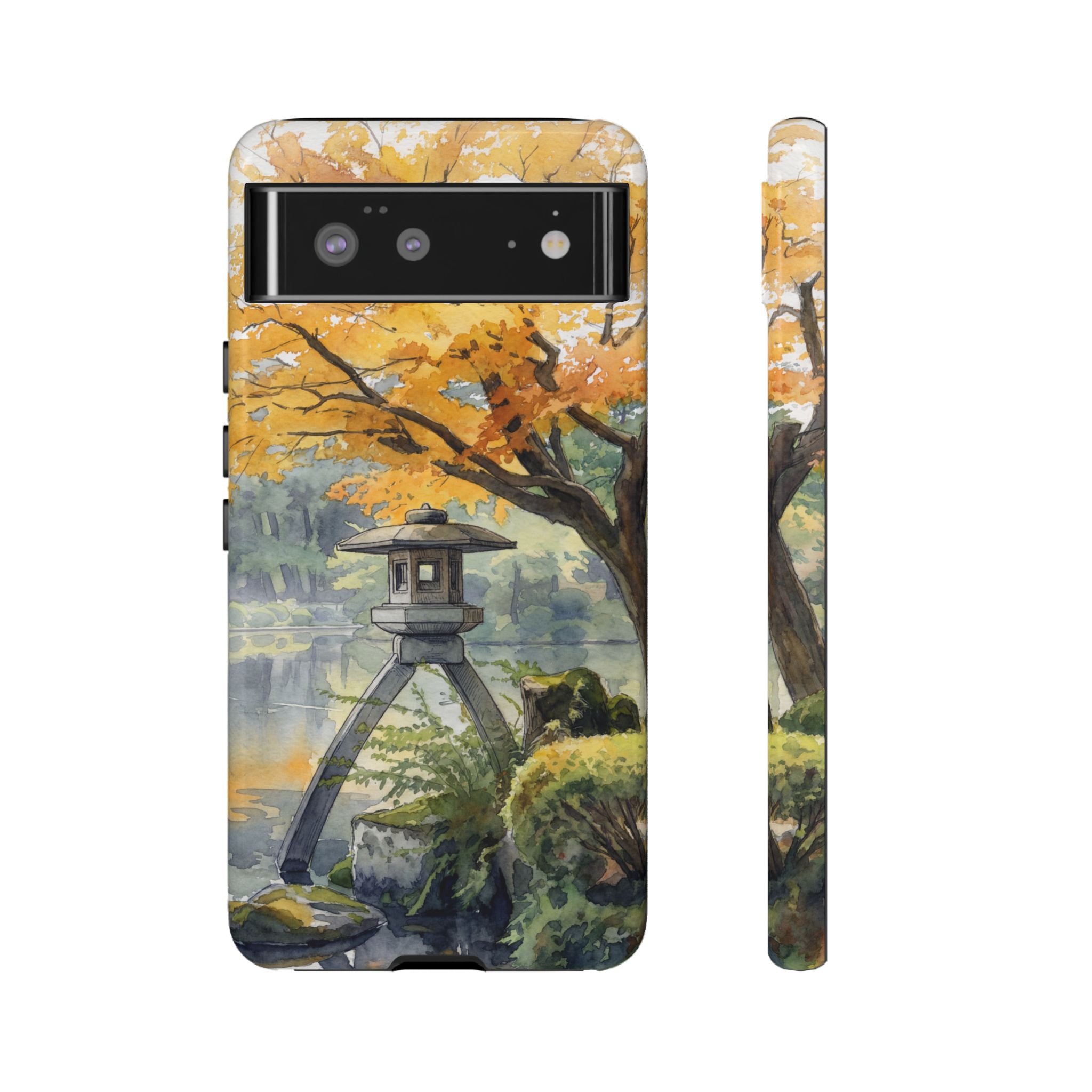 Autumn Japanese Garden Google Pixel Phone Case | Scenic Lantern Fall