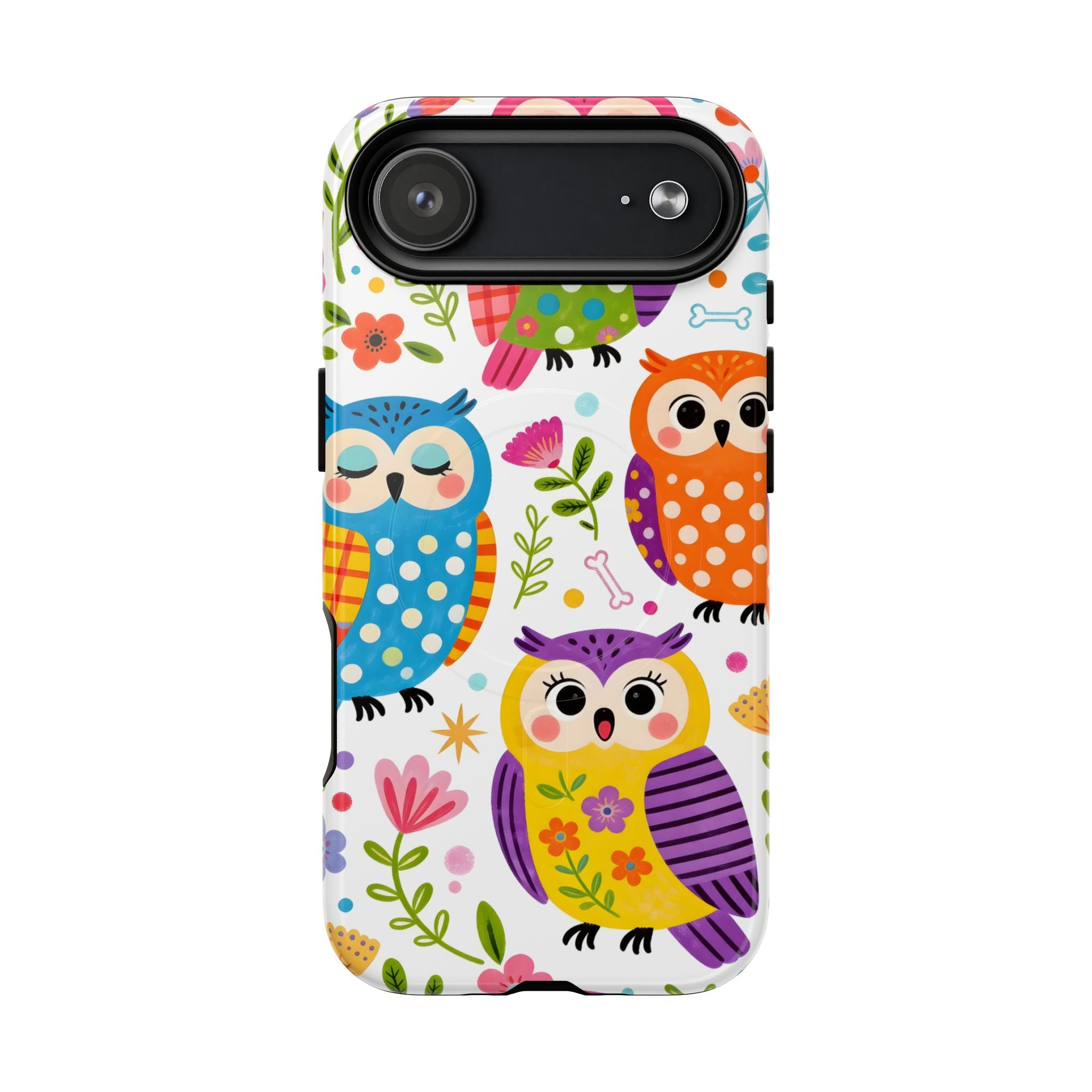 Cute Colorful Owls MagSafe iPhone Case | Cute Owl Pattern Tough Case