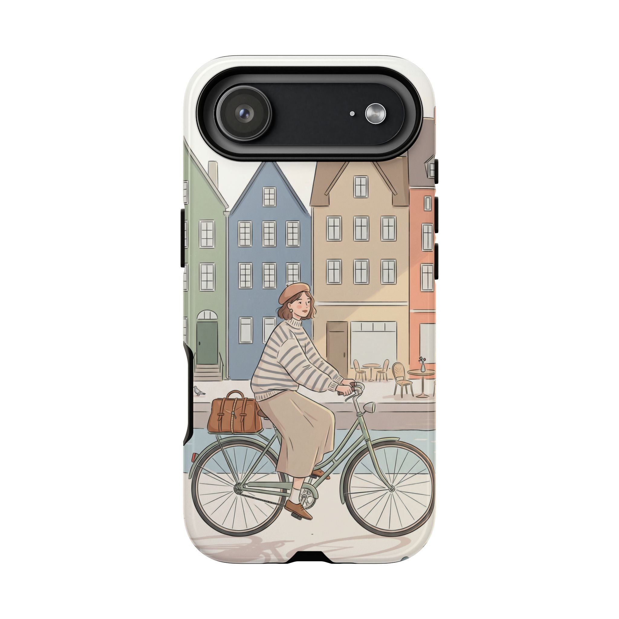 City Bike iPhone Case | Cozy European Street Illustration Tough Cases