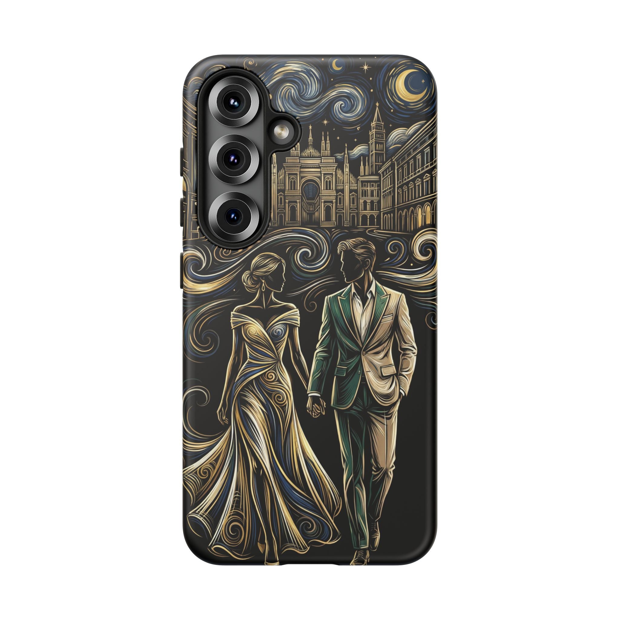 Romantic Night Walk Samsung Galaxy Phone Case | Elegant Couple Art