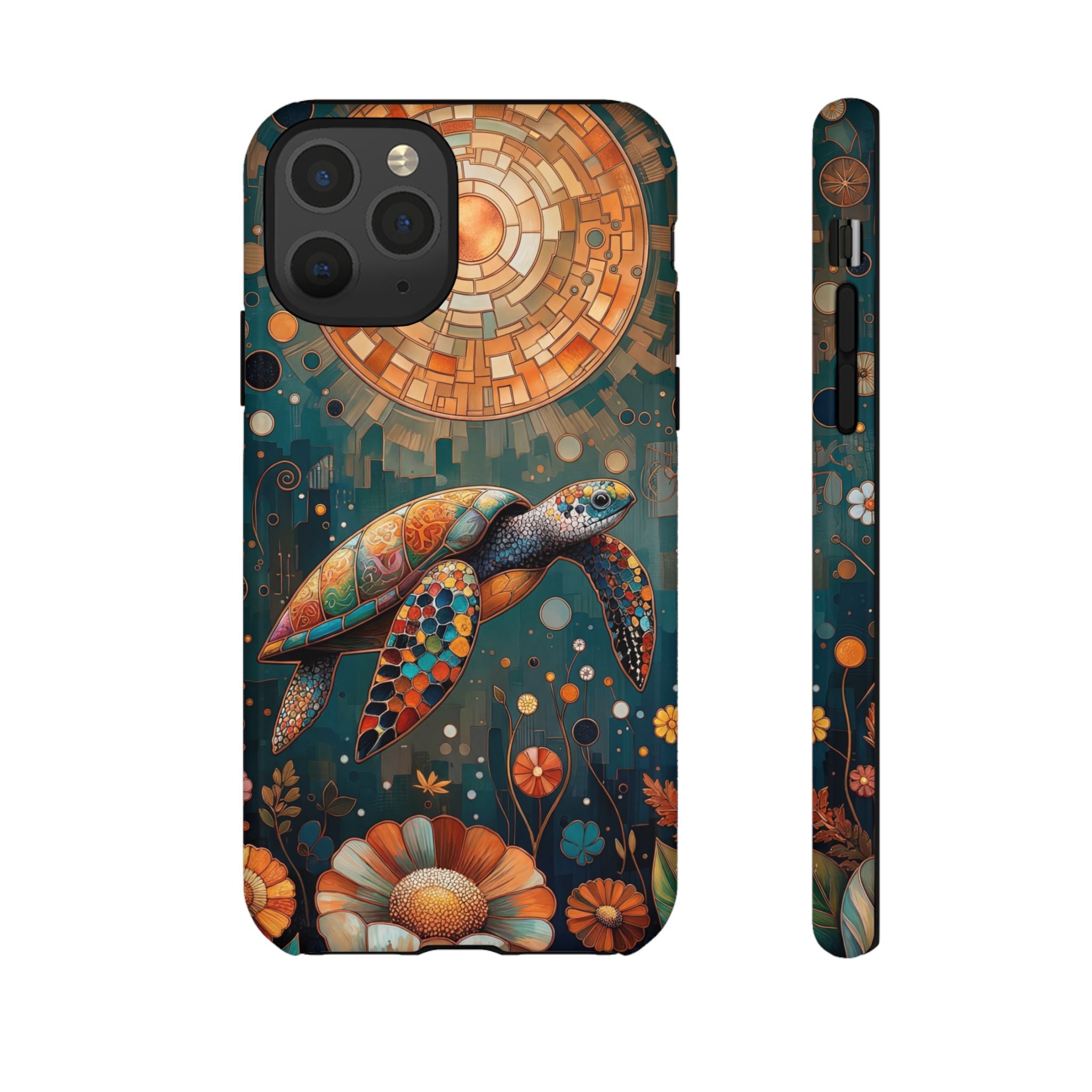 Sea Turtle Mosaic iPhone Case | Artistic Ocean Nature Protective Cover