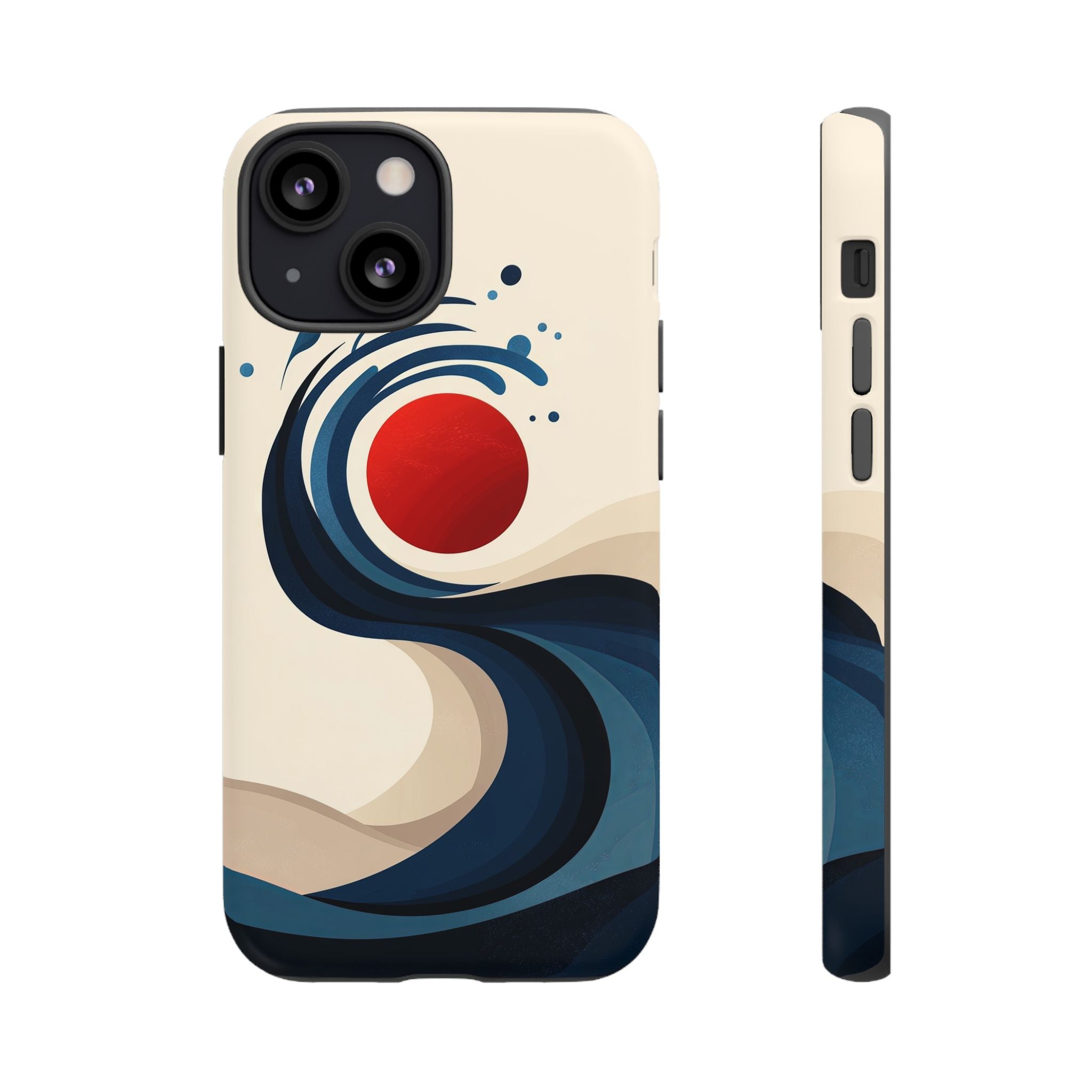 Abstract Wave iPhone Case | Red Sun Ocean Art