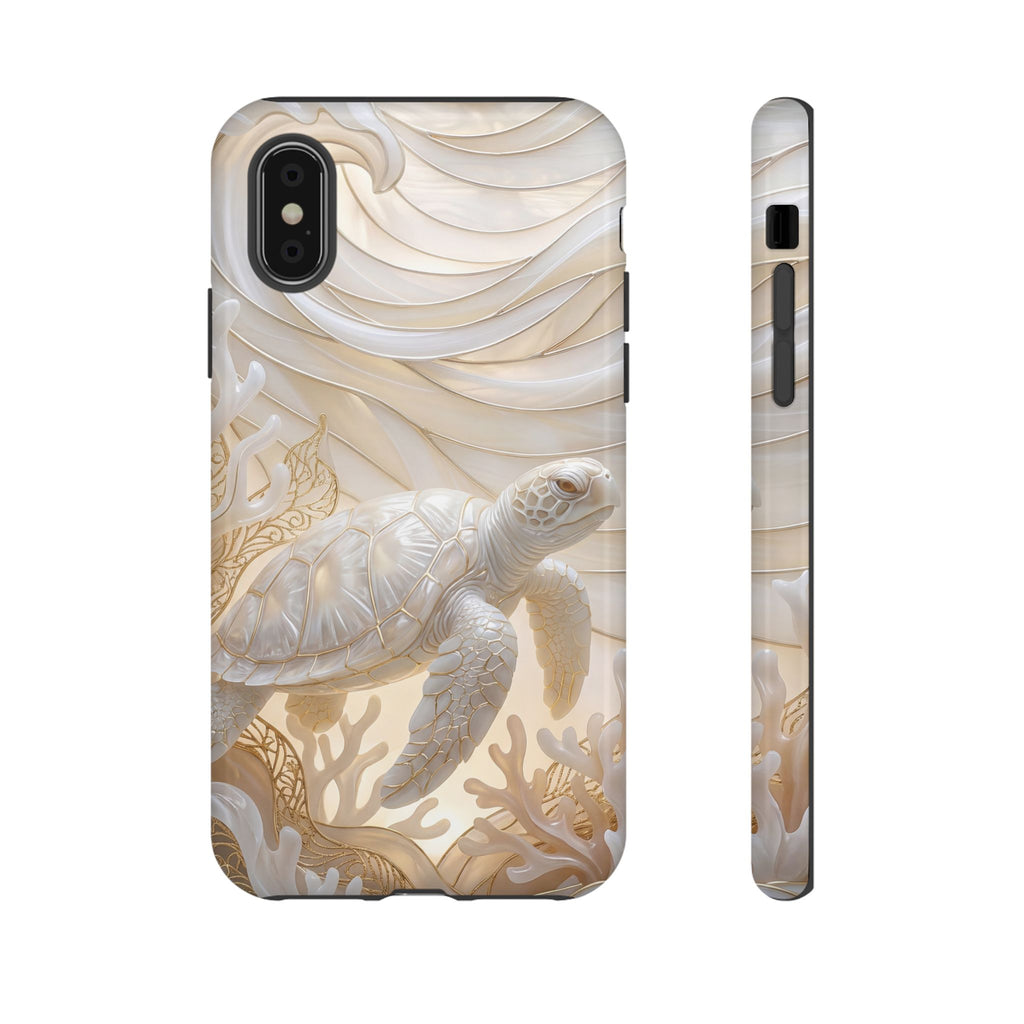 Sea Turtle Tough iPhone Case — Elegant Nautical Coral Design