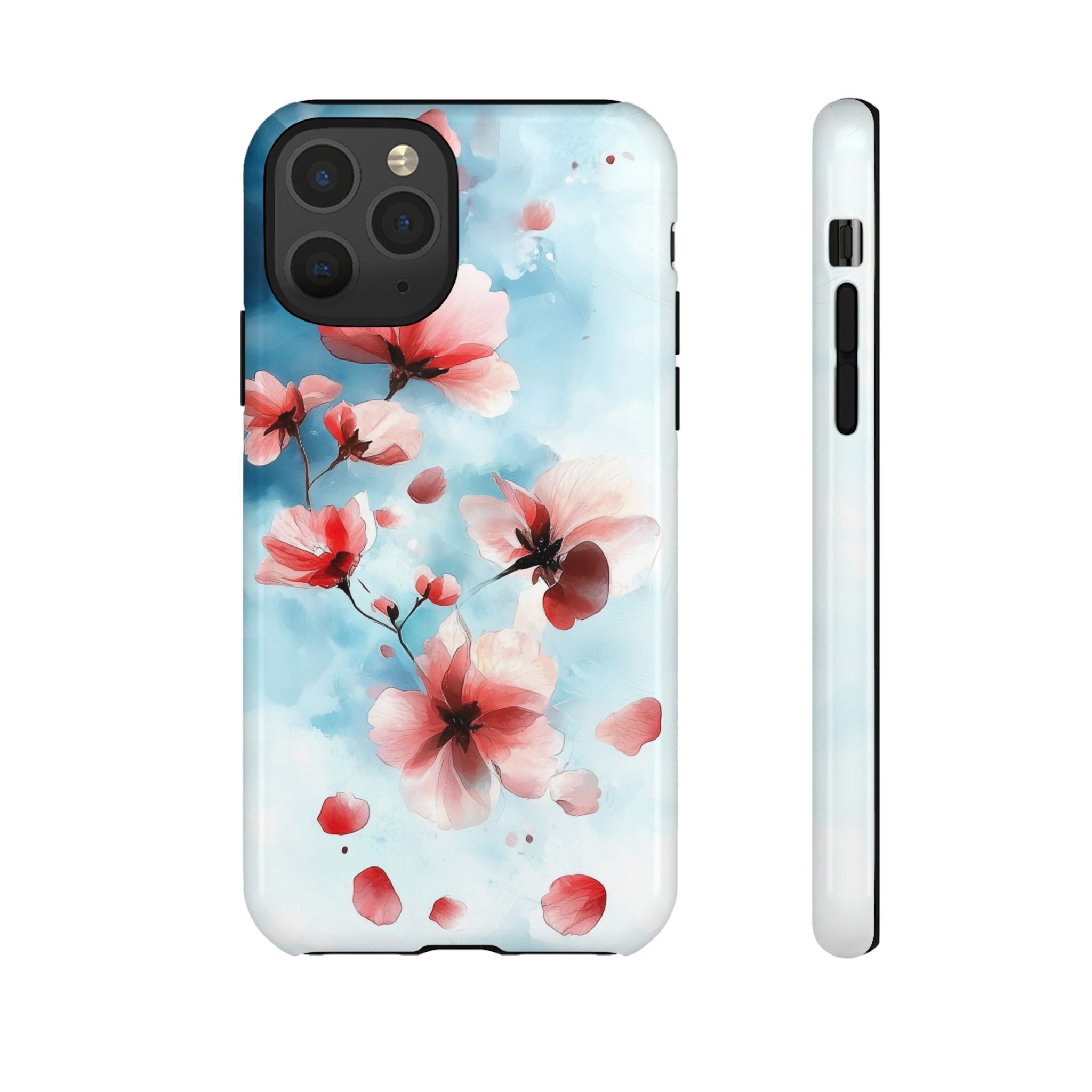 Floral Cherry Blossom iPhone Case | Pastel Pink Blue
