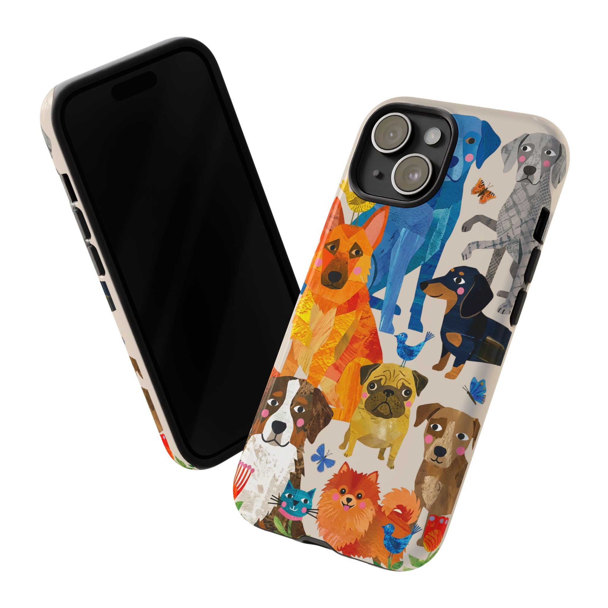 Colorful Dogs Pattern iPhone Case | Cute Watercolor Puppy Design Tough Case